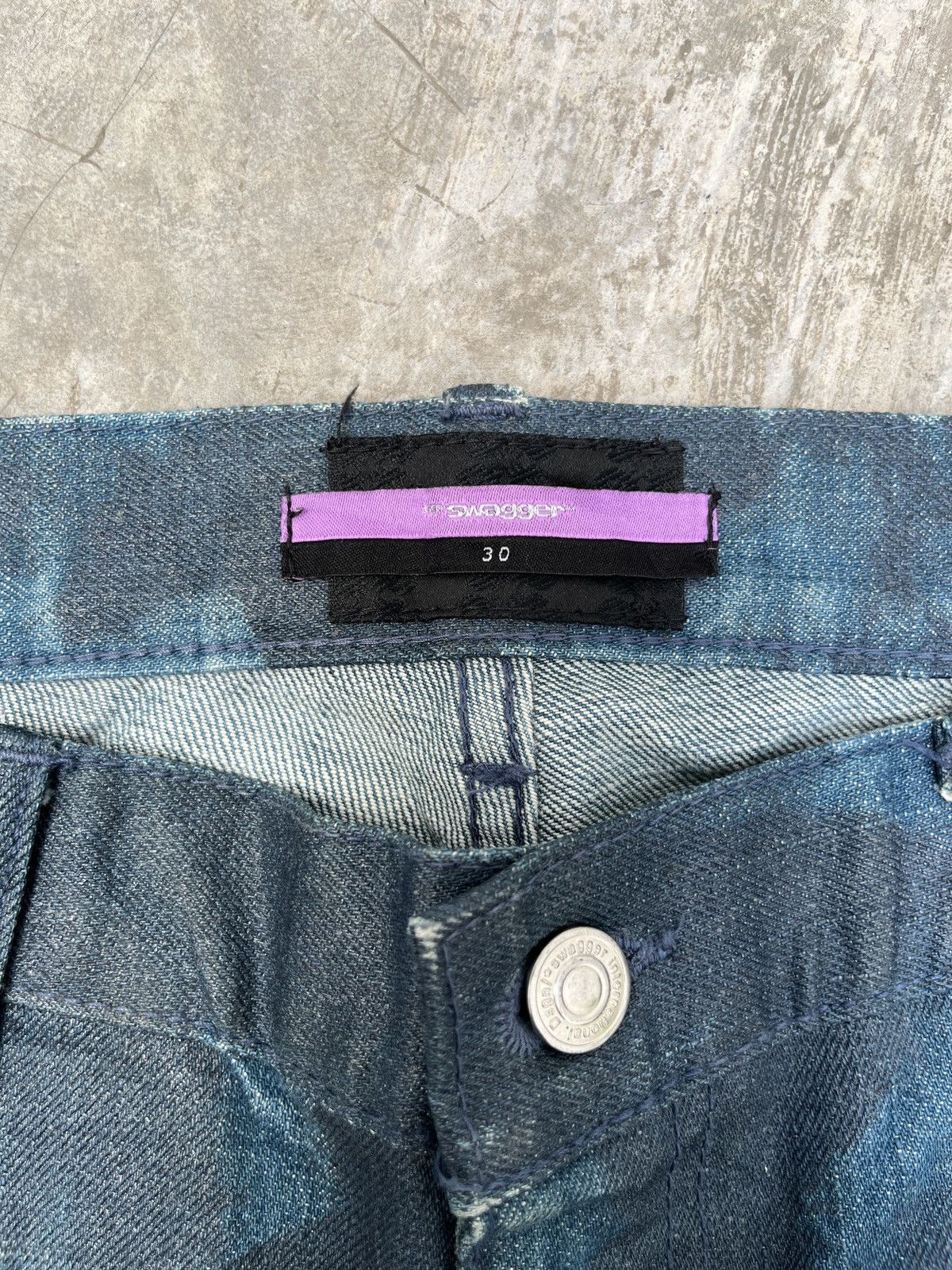 Swagger SAMPLE Swagger Waxed Blue Denim Jeans Size US 31 - 6 Thumbnail