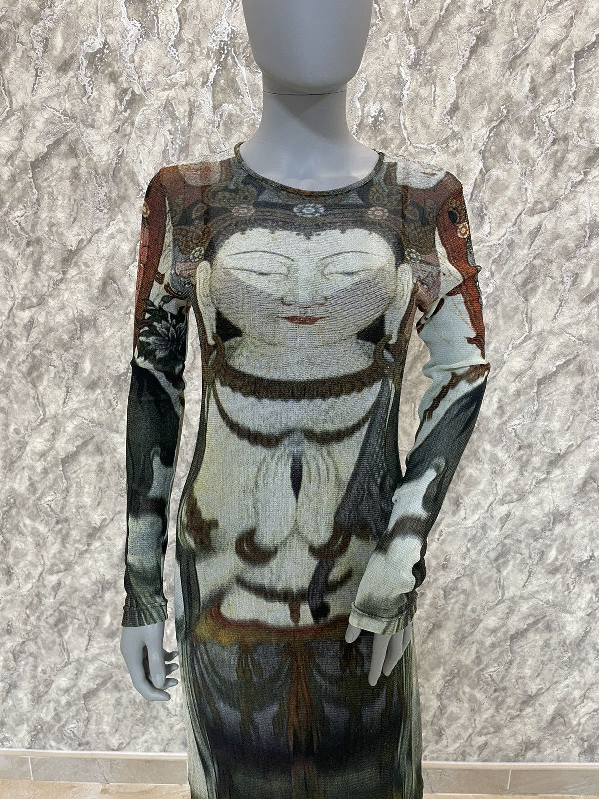 Vivienne Tam Vivienne Tam Floor Length 1997 Long Sleeve Mesh Buddha Dress Size XS / US 0-2 / IT 36-38 - 3 Thumbnail