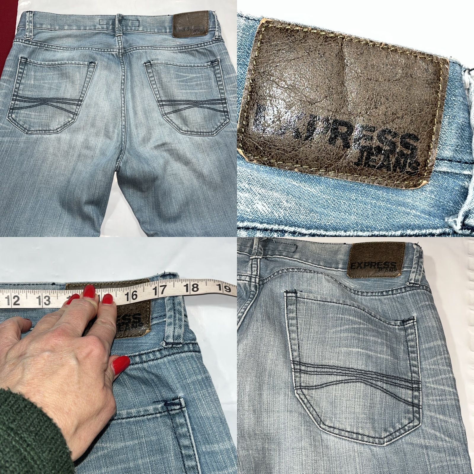 Express Express ROCCO Slim Fit Straight Jeans Men’s 34x34 Cotton Light Blue Denim 34 90s City USA Mens Regular Jeans Size US 34 / EU 50 - 8 Thumbnail