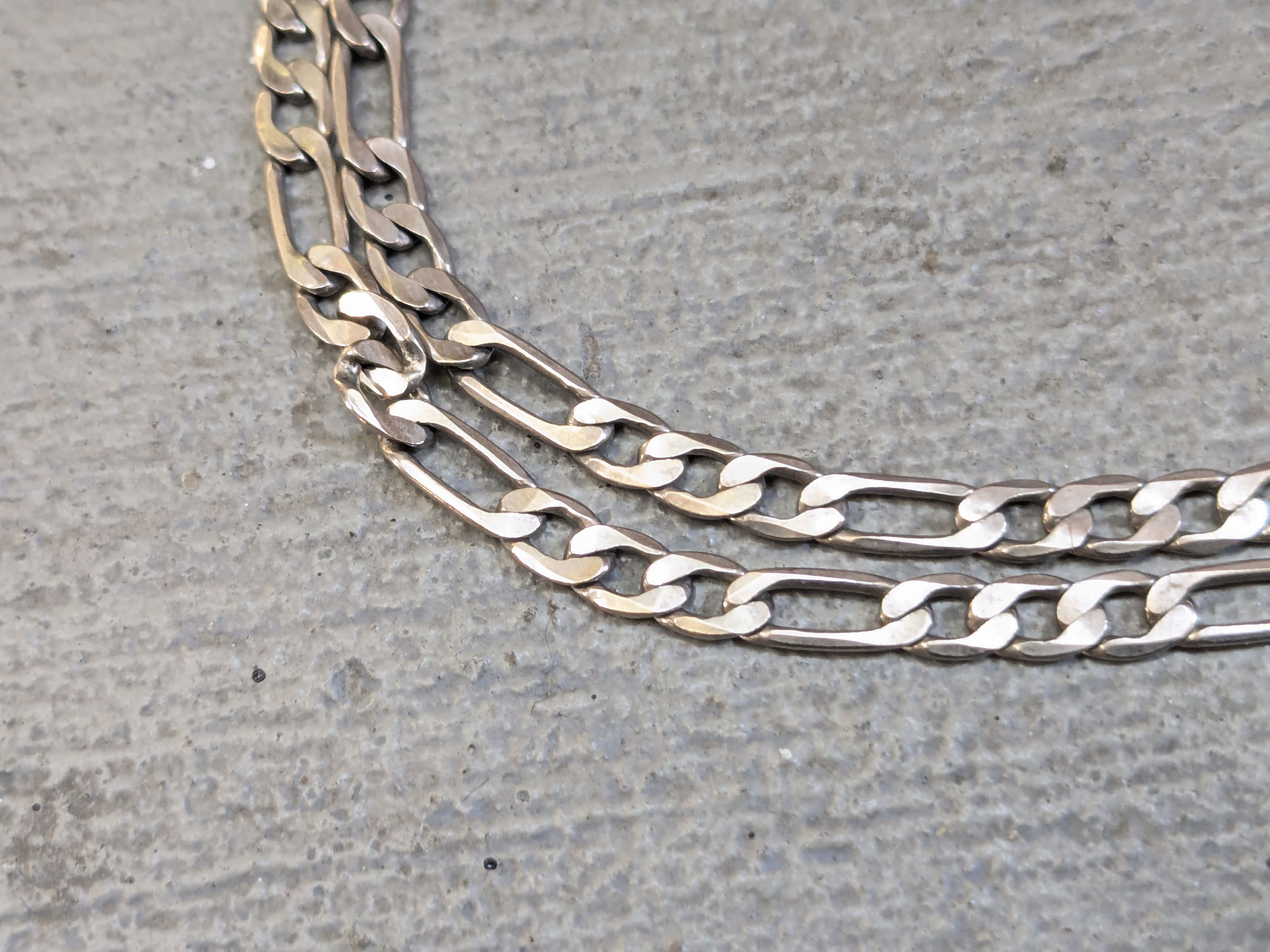 Jewelry Sterling Silver Bracelet 20" Figaro Italy Biker Punk Size ONE SIZE - 4 Thumbnail
