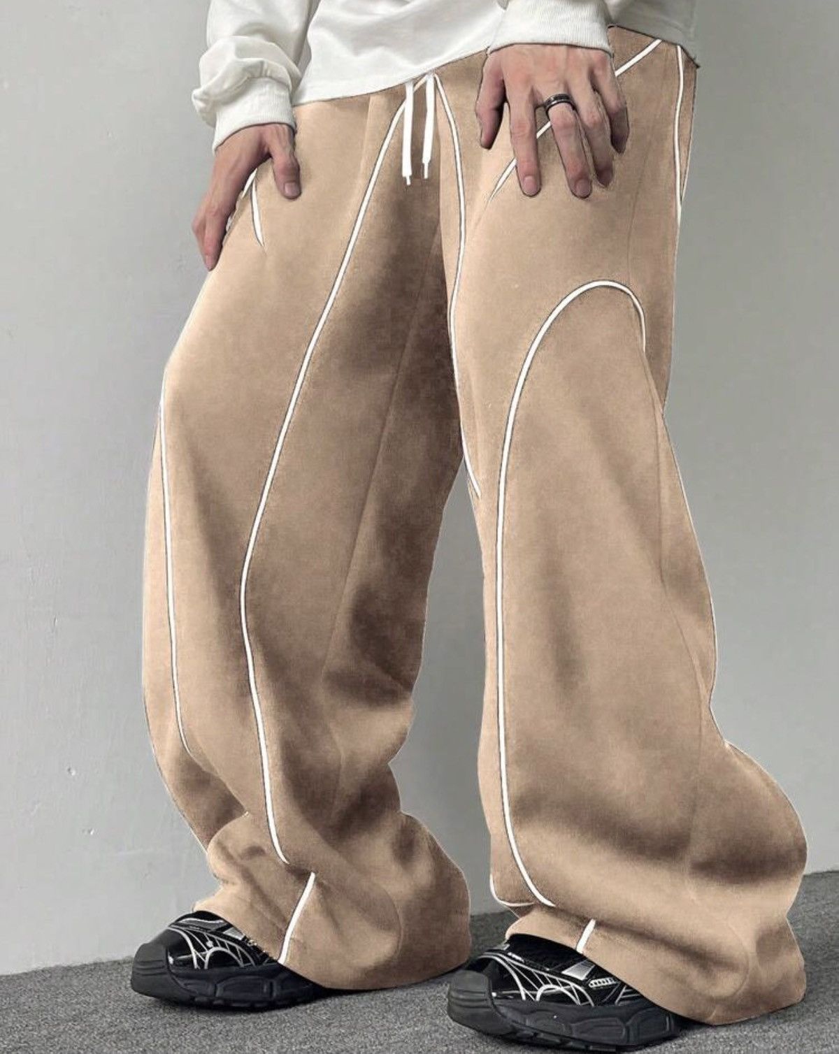Japanese Brand ULTRA Baggy Curved Piping Sweatpants - Cyberpunk Streetwear Size US 29 - 4 Thumbnail