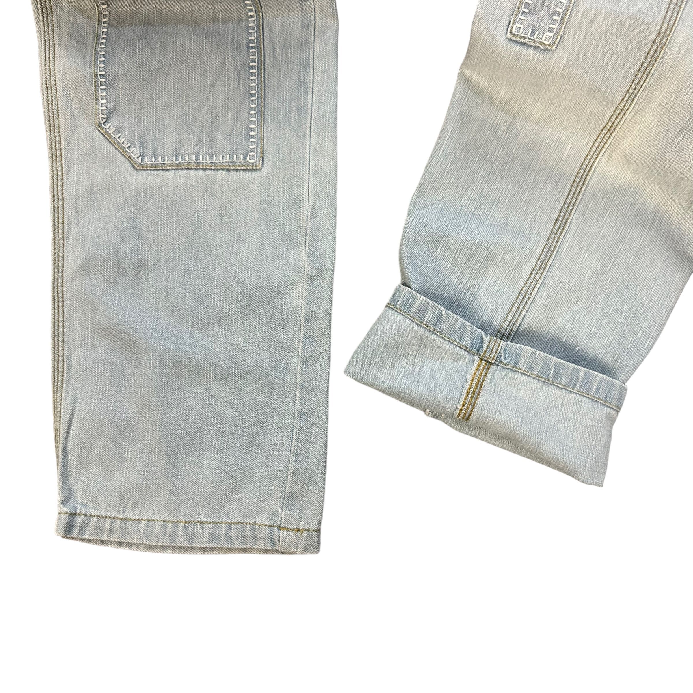 Japanese Brand W CLOSET BORO LIGHT WASH DRAWSTRING DENIM PANTS #8849-031 Size US 33 - 5 Thumbnail