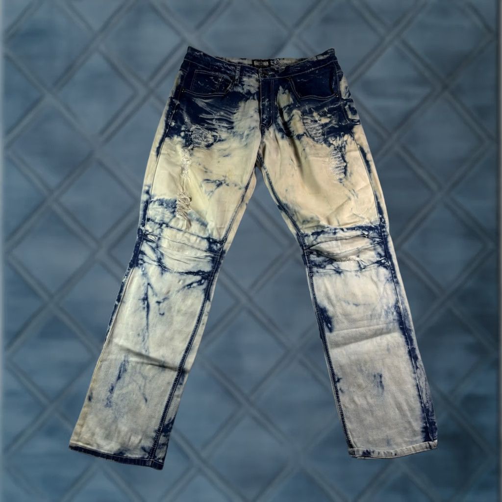 Vintage Gray Earth Jeans Men’s Regular 34x32 Acid Washed Distressed Denim Blue White 5-Pocket Zipper Vintage: No Size US 34 / EU 50 - 1 Thumbnail