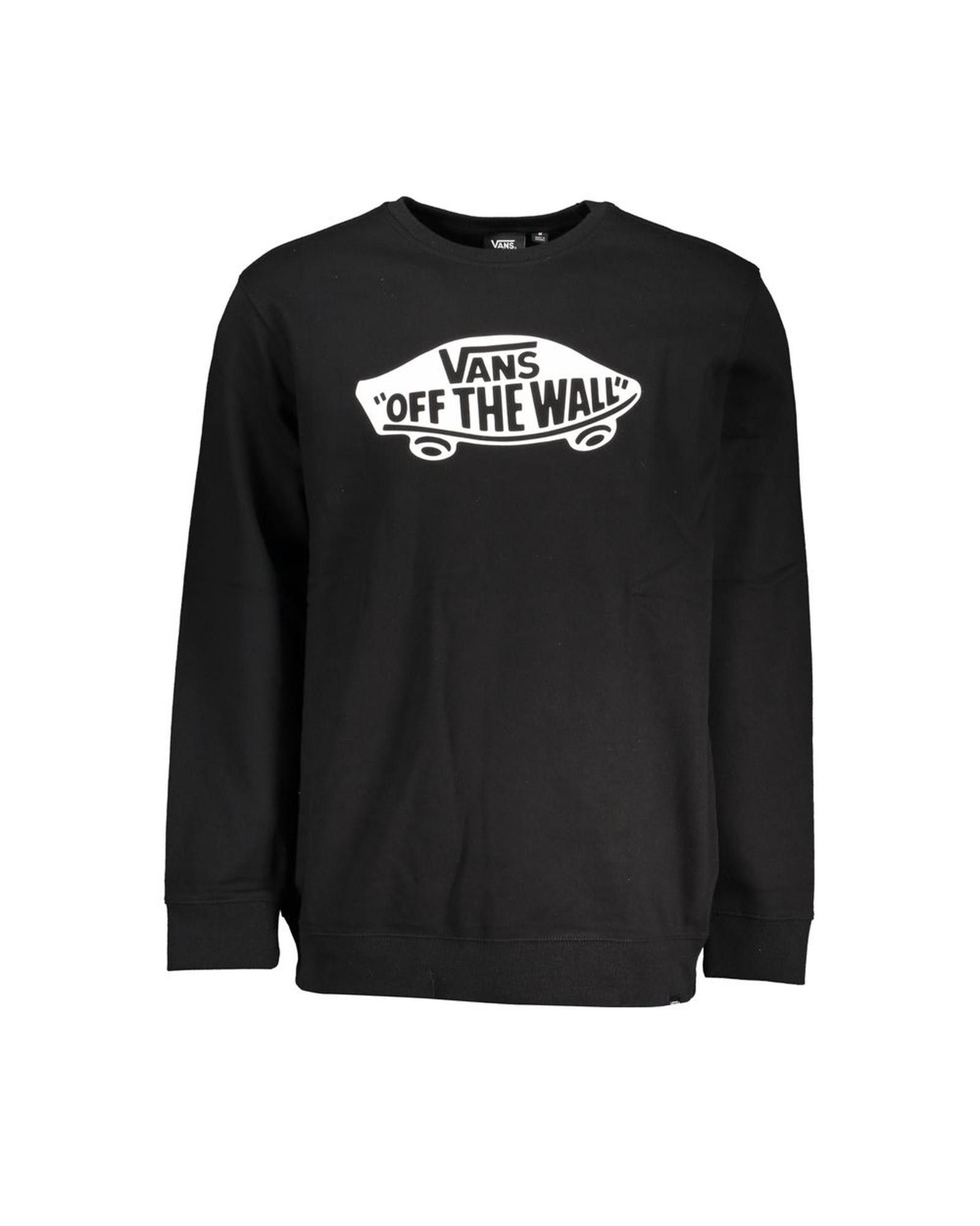 image of Vans Cotton Long Sleeve Sweatshirt With Logo Print in Black, Men's (Size Small)