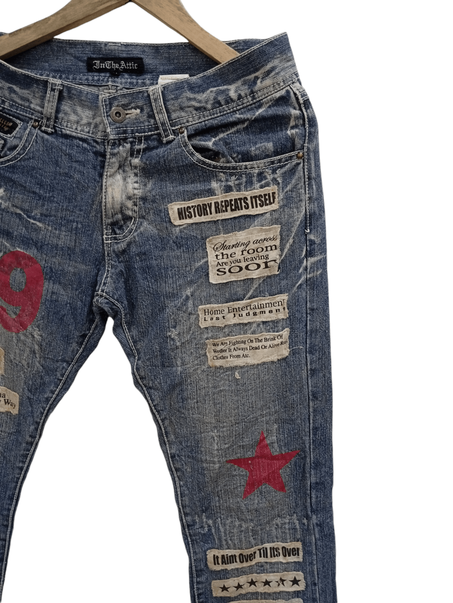 In The Attic × Vintage 🔥🔥In The Attic Patchwork Poem Statement Distressed Jeans Size US 31 - 8 Thumbnail