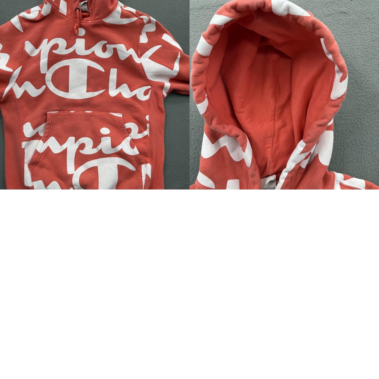 Champion Champion Hoodie Mens Small Coral White Reverse Weave Allover Big Logo Script Size US S / EU 44-46 / 1 - 8 Thumbnail