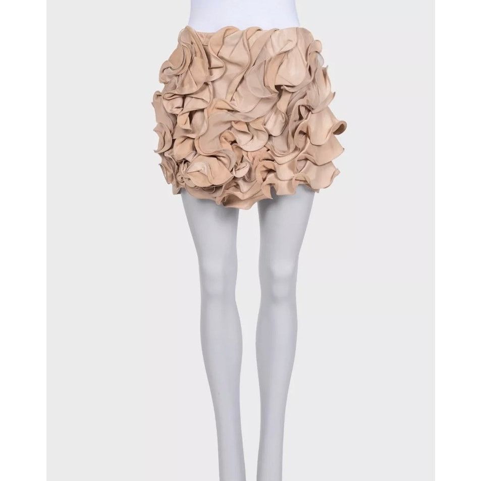 Valentino Valentino Beige Leather & Silk Mini Skirt Size M Size 28" / US 6 / IT 42 - 1 Thumbnail