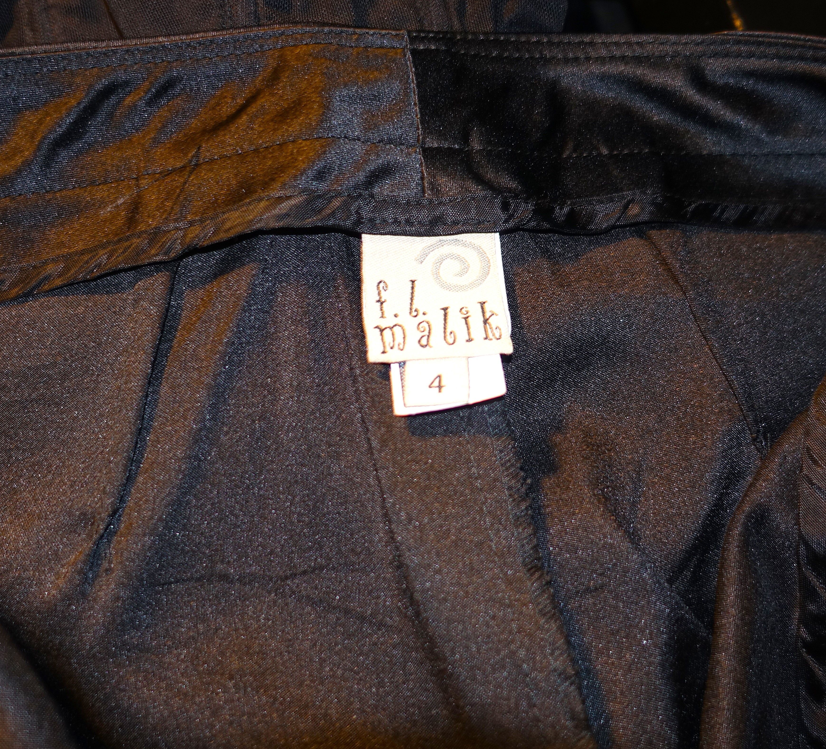 Vintage F.l. Malik Black Shiny Rose Pants 4 Size 28" / US 6 / IT 42 - 7 Thumbnail