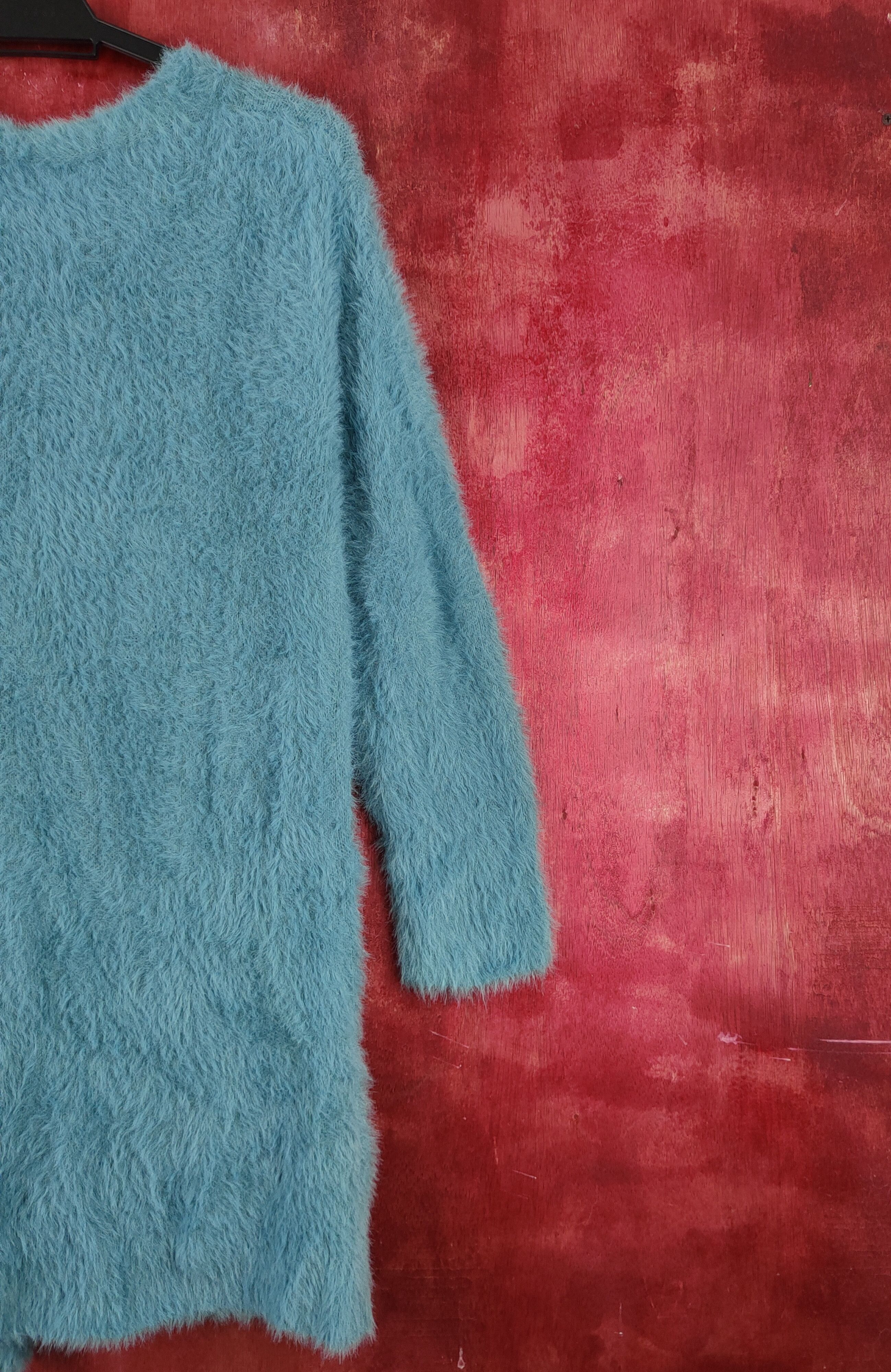 Homespun Knitwear × Japanese Brand × Vintage Dreskip Turquoise Fur Mohair Knitwear Cardigan #S2038 Size M / US 6-8 / IT 42-44 - 9 Thumbnail