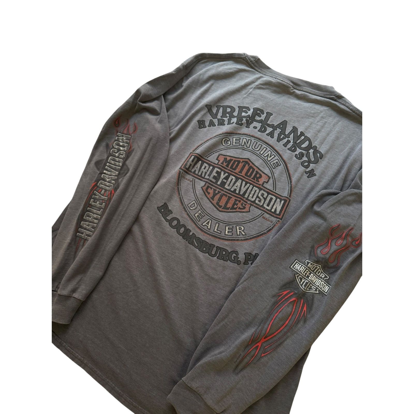 Harley Davidson Vintage Harley Davidson Gray Red Outline Long Sleeve Size US XL / EU 56 / 4 - 6 Thumbnail