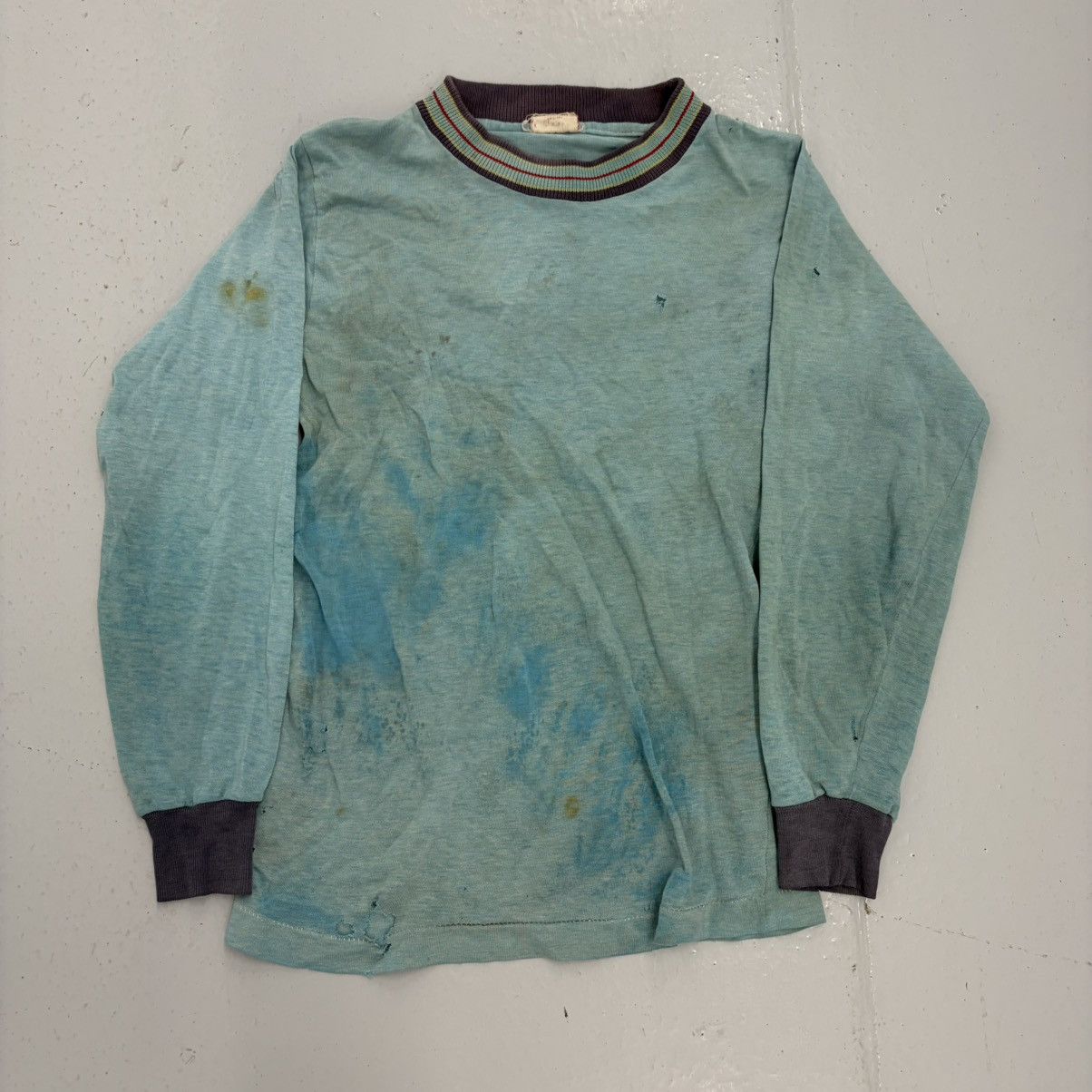 Other Vintage 60s Par Knit Blue Blank Long Sleeve Baby Tee Size XS / US 0-2 / IT 36-38 - 1 Thumbnail
