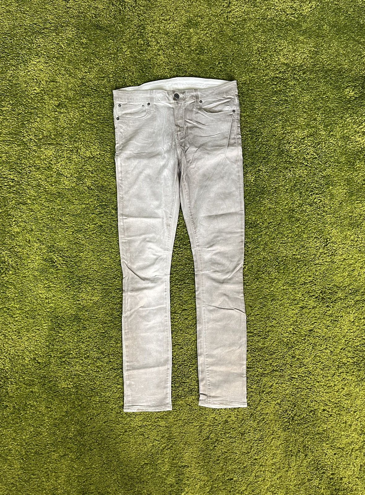 Helmut Lang avant garde silver glittered waxed jeans denim