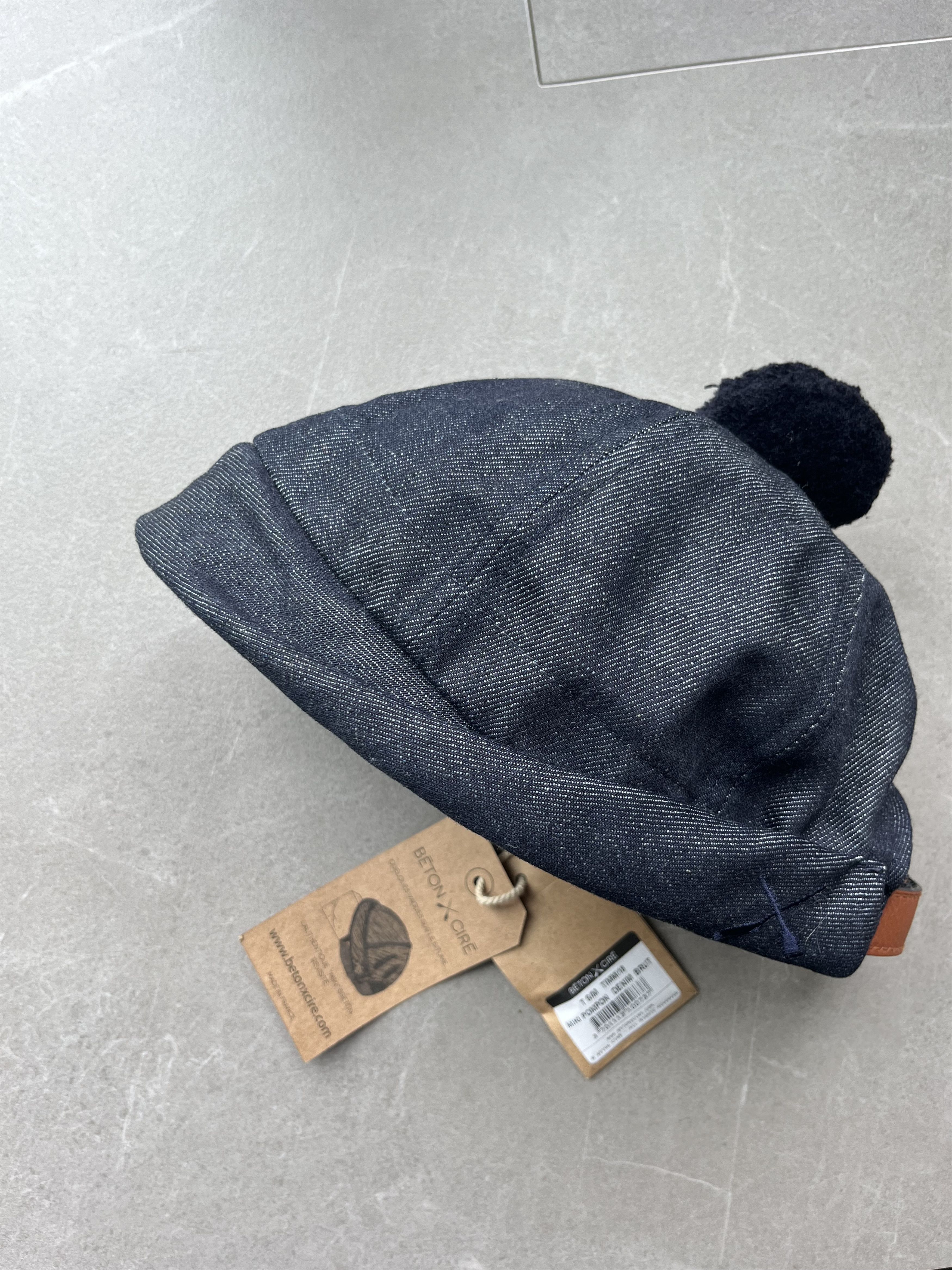 BETON CIRE Beton Cire Miki Pompon Denim Brut Hat with Removable PomPon Size ONE SIZE - 8 Thumbnail