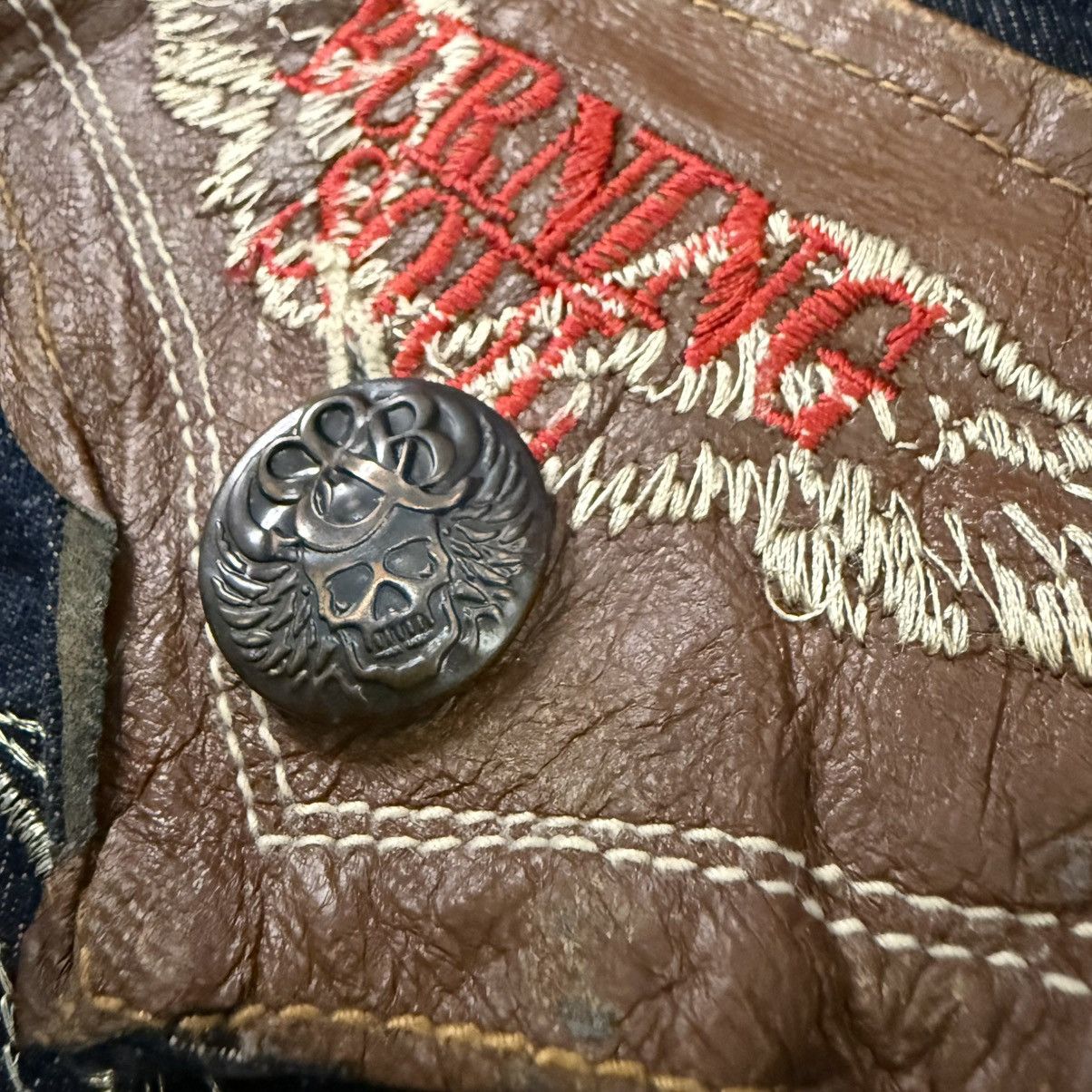 If Six Was Nine Insane Japanese Leather Flared Sick Soul Distressed Y2K LGB Size US 34 / EU 50 - 9 Thumbnail