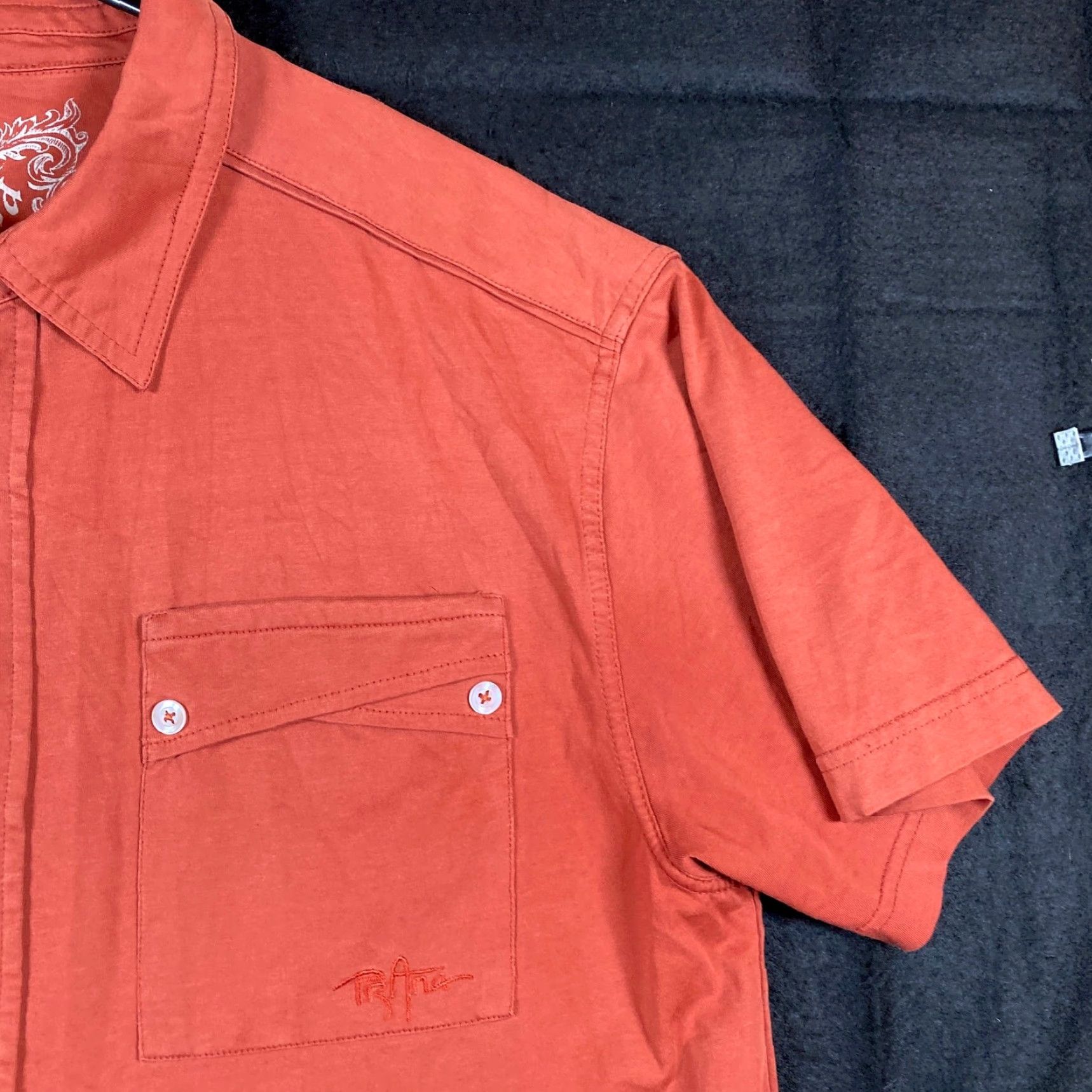 Prana prAna Mens Shirt Deep Rust Button Down Short Sleeve Collared Cotton Polyester L Size US L / EU 52-54 / 3 - 5 Thumbnail