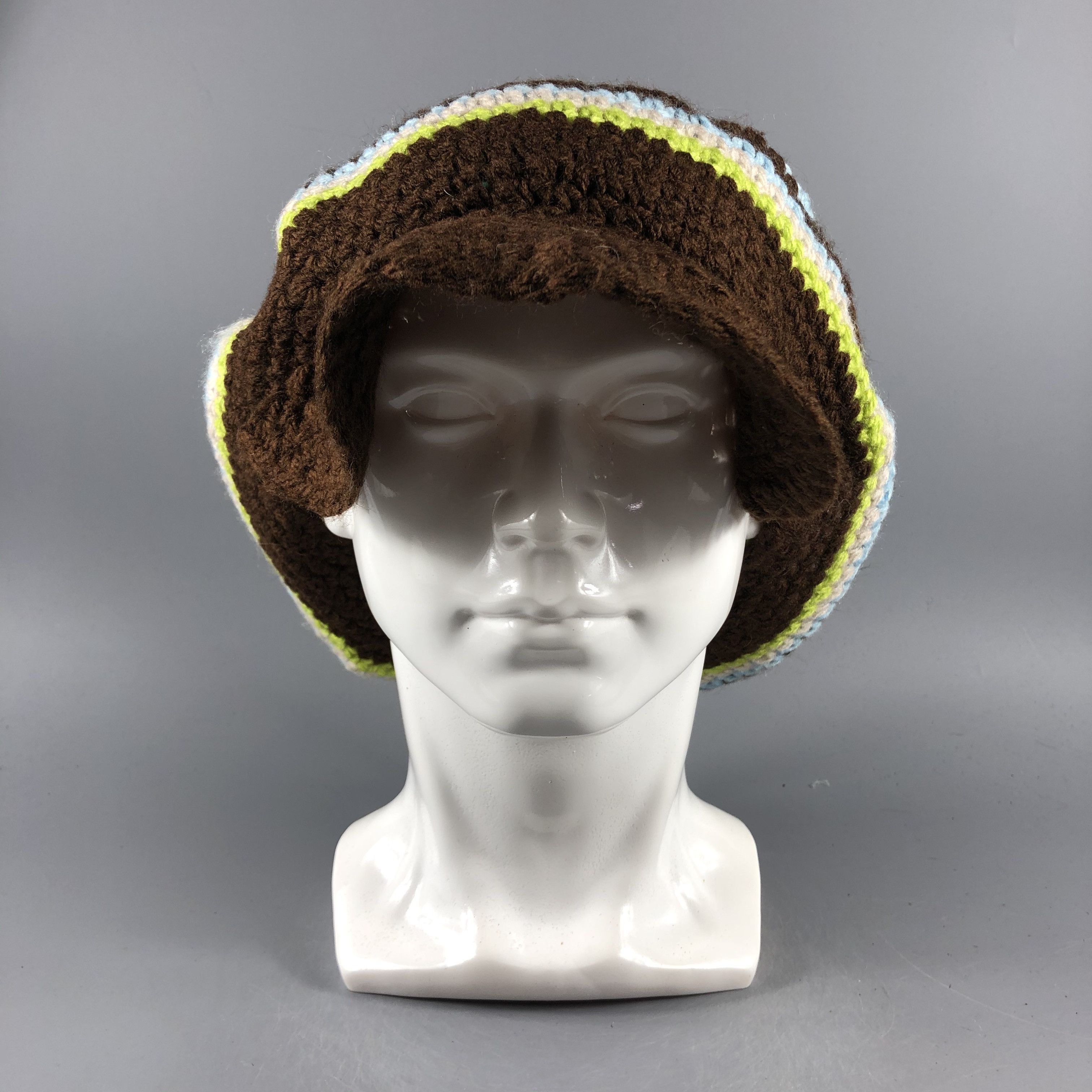 Japanese Brand × Vintage Womens Stripe Slouchy Visor Beanie Snow Hat Snow Cap -D639 Size ONE SIZE - 2 Thumbnail