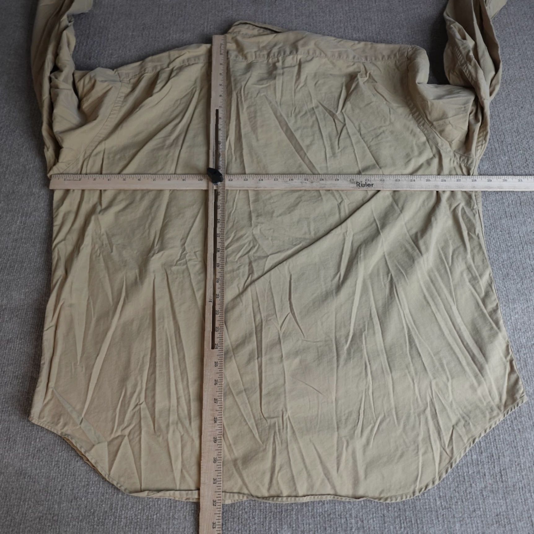 Polo Ralph Lauren VINTAGE Polo Ralph Lauren Shirt 2XL Beige GI Epaulets Cotton Blend Shirt (2XL, Beige, Button-Up, Men) Size US XXL / EU 58 / 5 - 5 Thumbnail