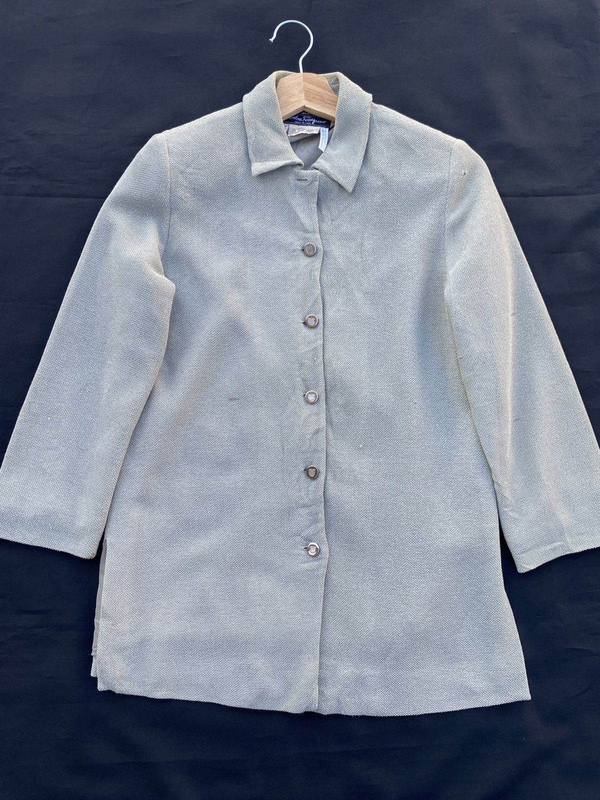 Salvatore Ferragamo Vintage 90s Salvatore Ferragamo Classic Collar Wool Coat Size 34R - 4 Thumbnail