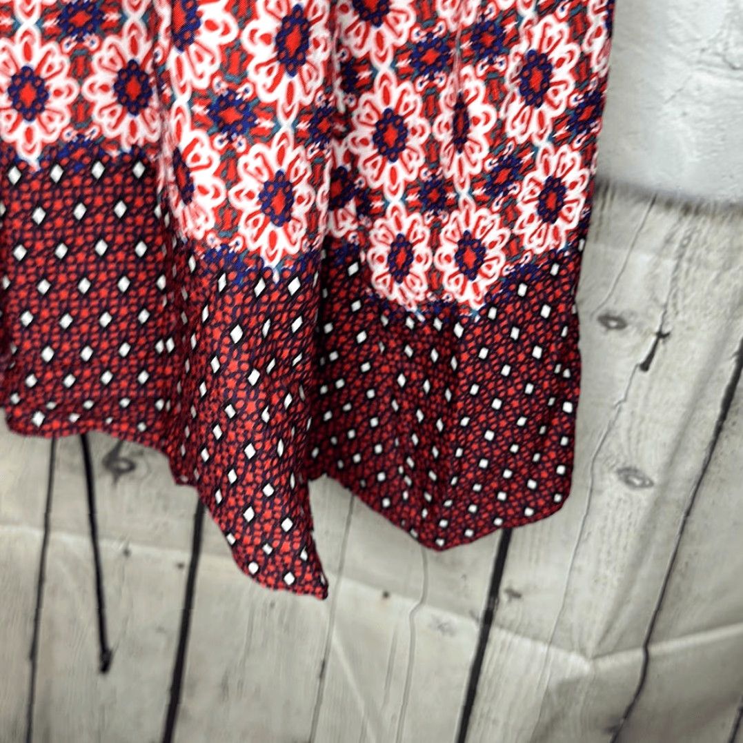 Lulus Lulu’s Women’s Red White Blue Sleeveless Summer Dress size Large Cut Out Rayon Size L / US 10 / IT 46 - 3 Thumbnail