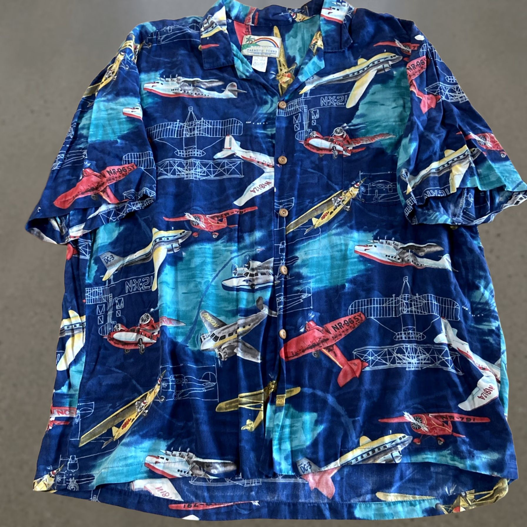 Paradise Found VINTAGE Paradise Found Shirt Men XL Hawaiian AOP Planes Rayon USA Aviation Blue Size US XL / EU 56 / 4 - 1 Thumbnail