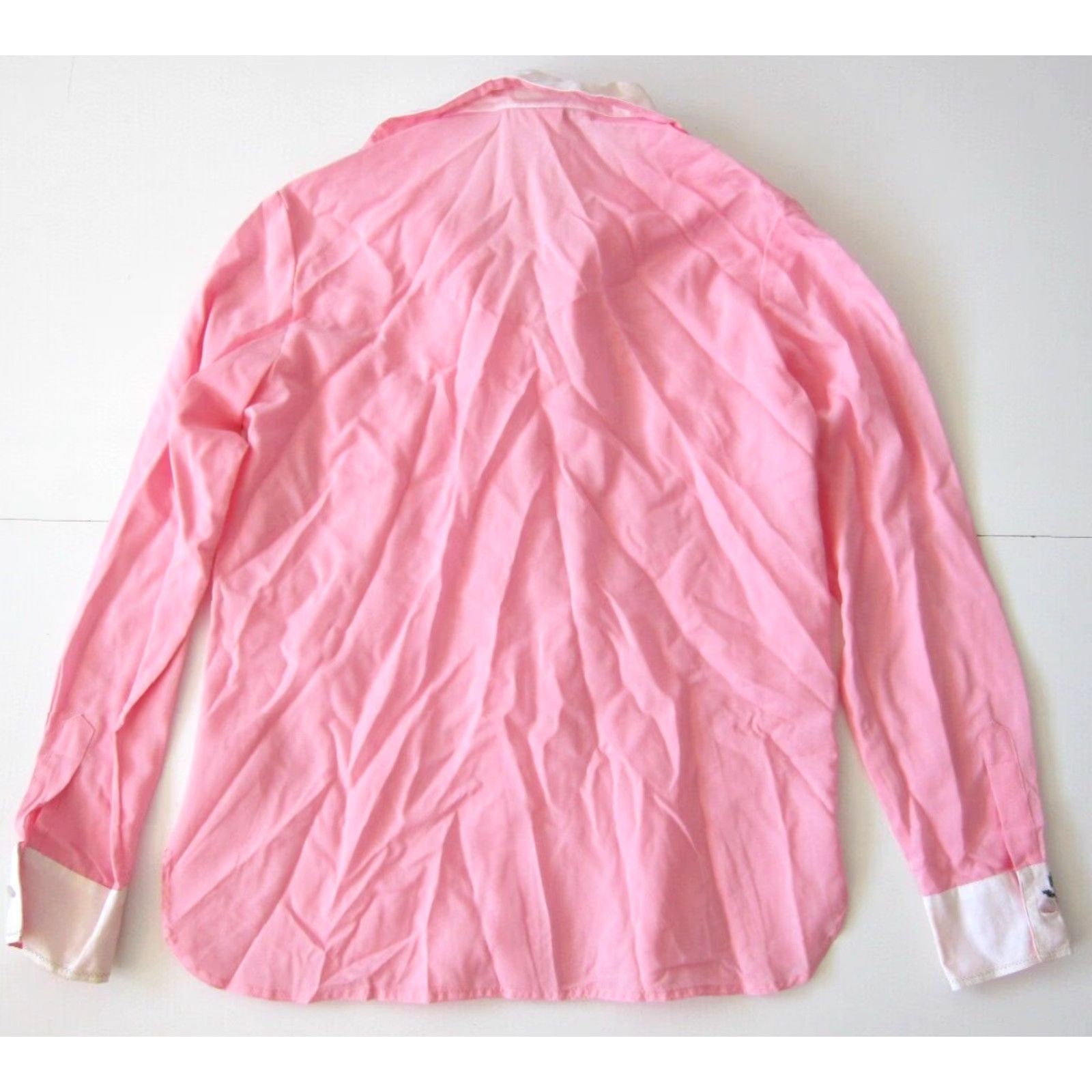 Pinko VINTAGE King James Blouse Shirt Pink White Floral Collared Long Sleeve L Womens Size L / US 10 / IT 46 - 2 Thumbnail