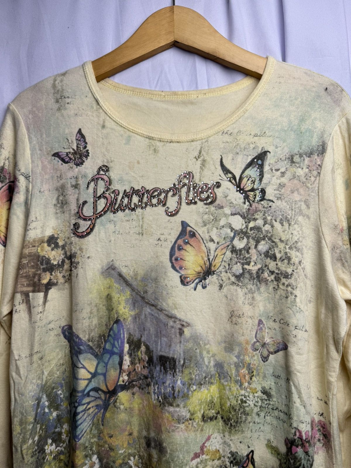 Beauty Beast × Hysteric Glamour × Japanese Brand 2000s Butterflies Poem Long Sleeve Japanese Style Size US M / EU 48-50 / 2 - 3 Thumbnail
