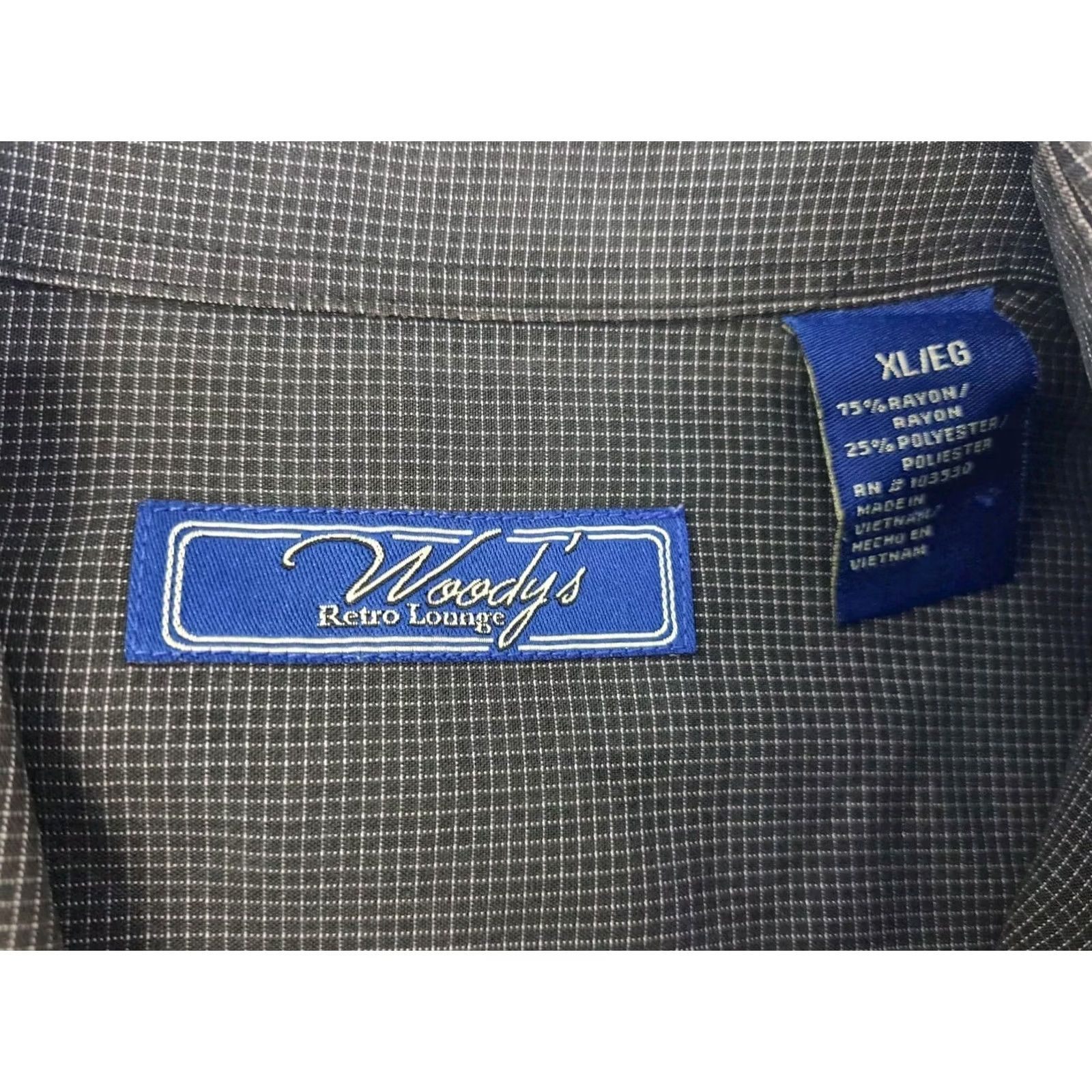 Vintage Woody's Retro Lounge Shirt Mens Short Sleeve Brown XL Button-Up Collared Retro Pattern Check Pockets Vintage No Size US XL / EU 56 / 4 - 4 Thumbnail