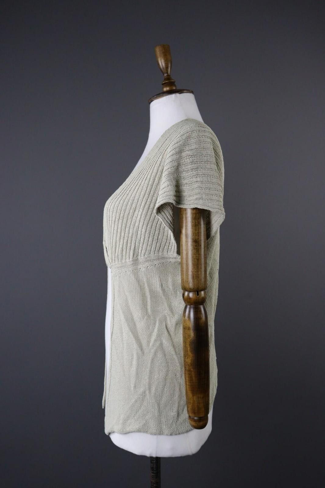 Designer Sarah Pacini Beige Linen Knit Wrap Top Shirt One Size Size ONE SIZE - 5 Thumbnail