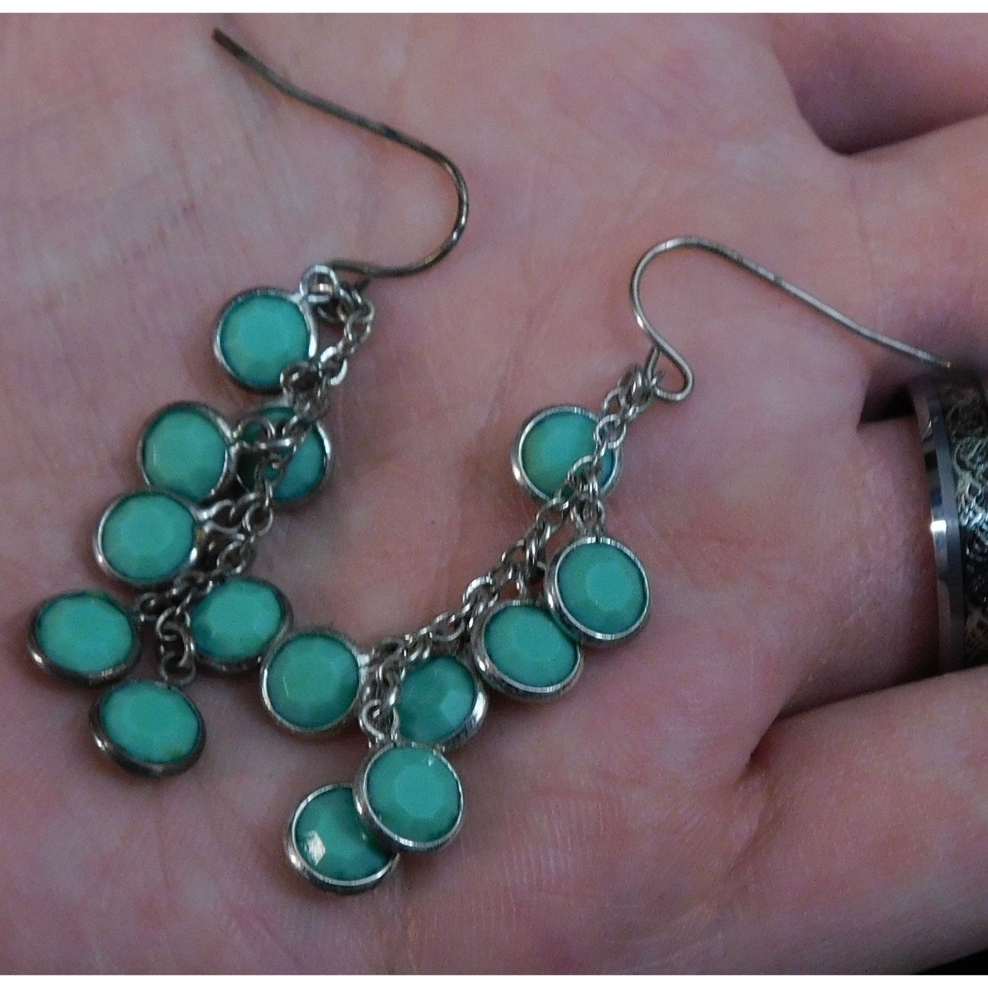 Other Turquoise Tone Dangle Earrings With Silver Tone Accents Size ONE SIZE - 2 Thumbnail