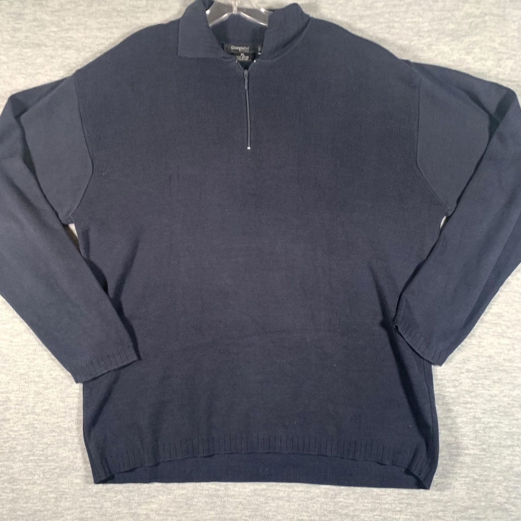 Vintage Giorgiolini Sweater XL Blue 1/4 Zip Mock Neck Knit Pullover Mens Italy Size US XL / EU 56 / 4 - 3 Thumbnail