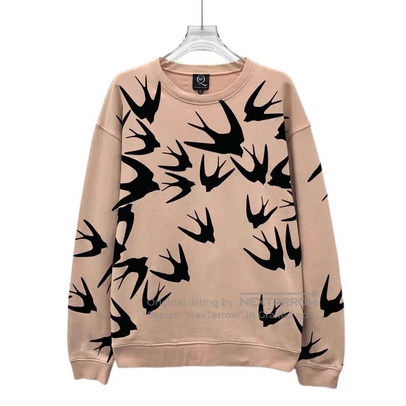 Alexander McQueen Alexander Mcqueen Nude swallow print cotton round-neck lon Size S / US 4 / IT 40 - 1 Thumbnail