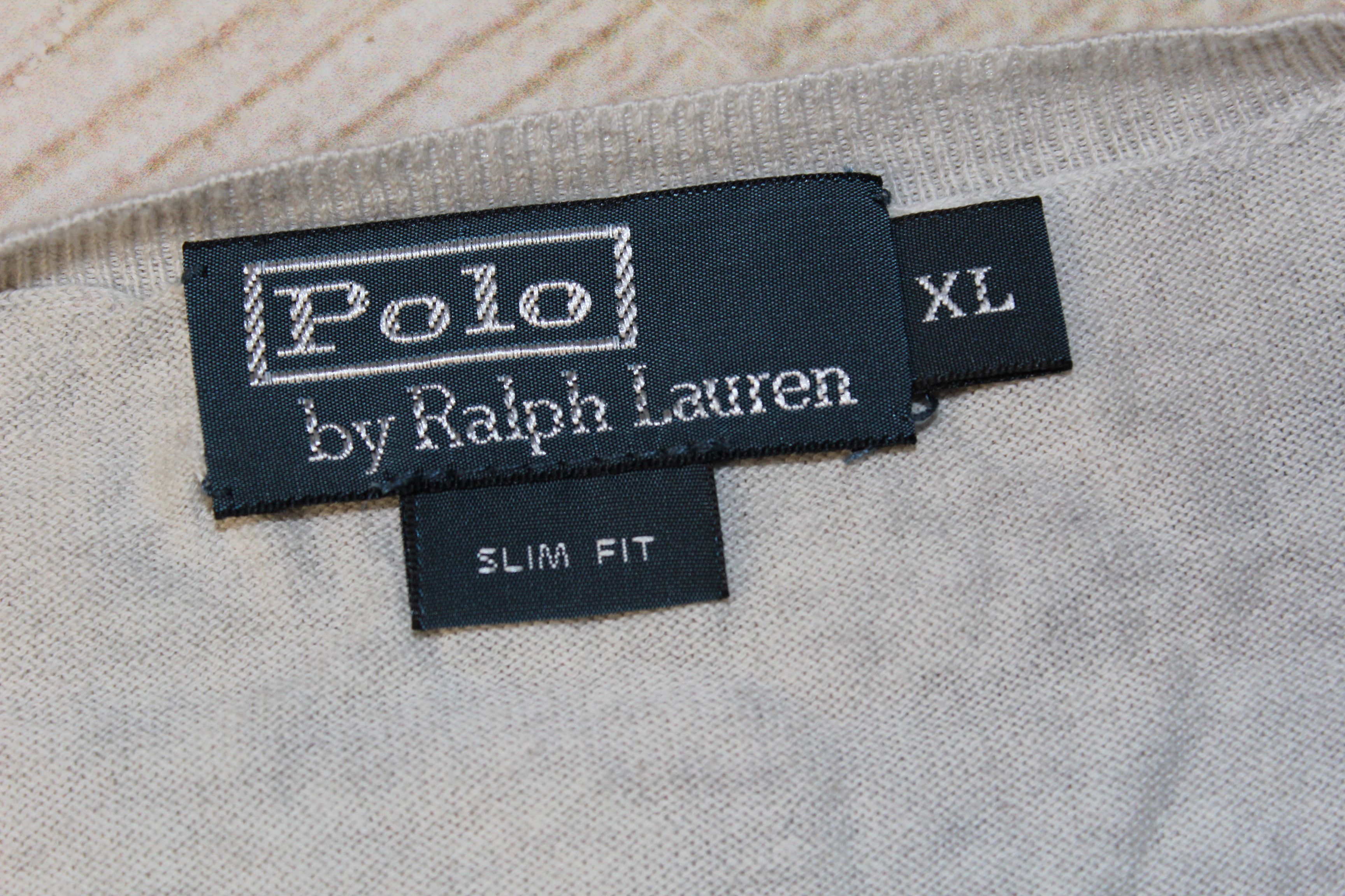 Polo Ralph Lauren Men's RALPH LAUREN V Neck Grey Cardigan Jumper Size XL Size US XL / EU 56 / 4 - 6 Thumbnail