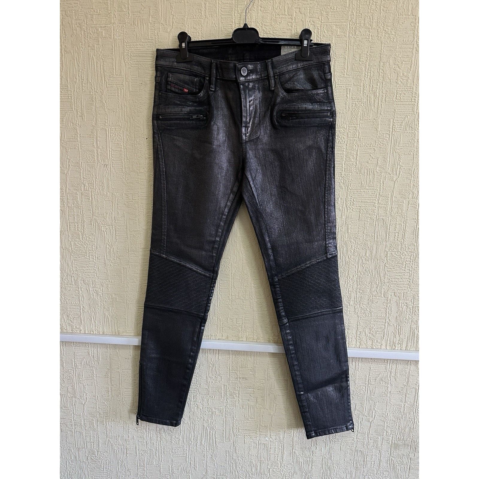 Diesel Diesel Jeans Biker Style Stretch Super Slim-Skinny Black Y2k Size 29" - 11 Thumbnail