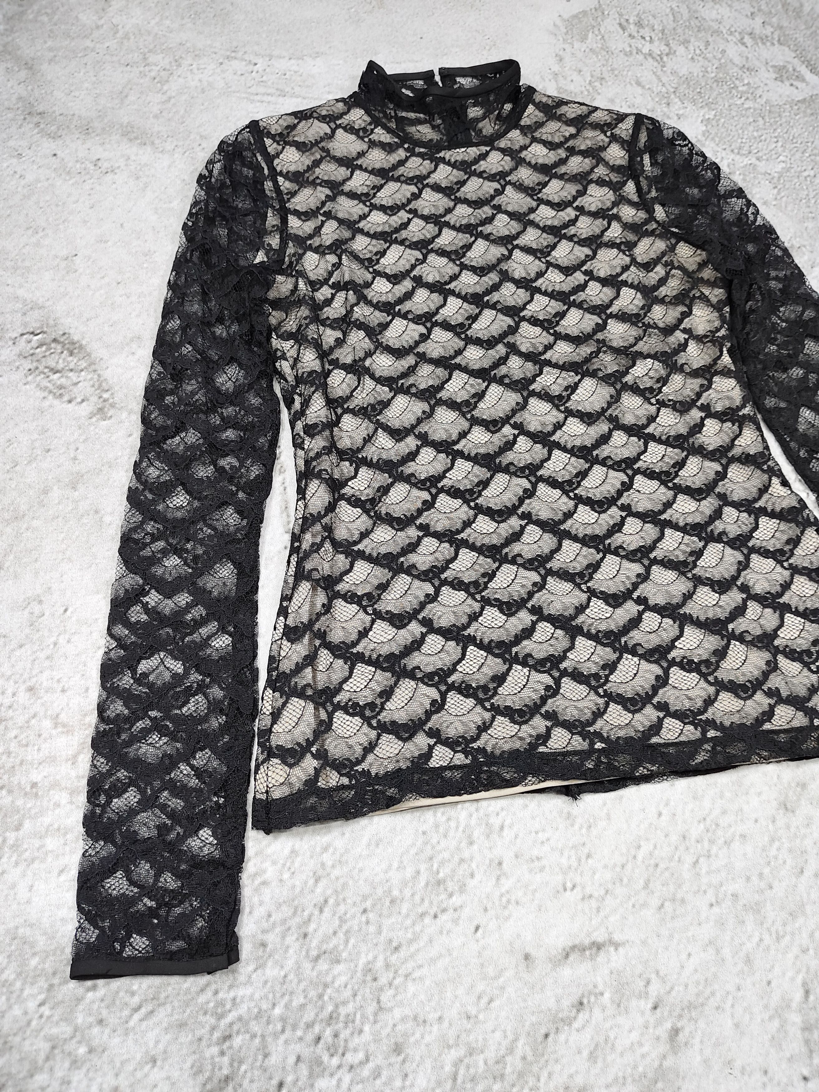 Diane von Furstenberg DVF- Gothic Coquette Dark Sheer Lace Mock Neck Top Size S / US 4 / IT 40 - 8 Thumbnail