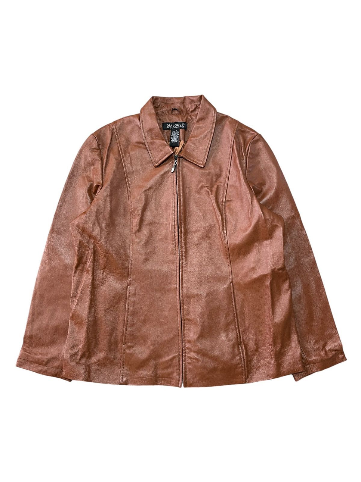 Vintage 2000s Dialogue Leather Zip Up Jacket Size XL / US 12-14 / IT 48-50 - 1 Thumbnail