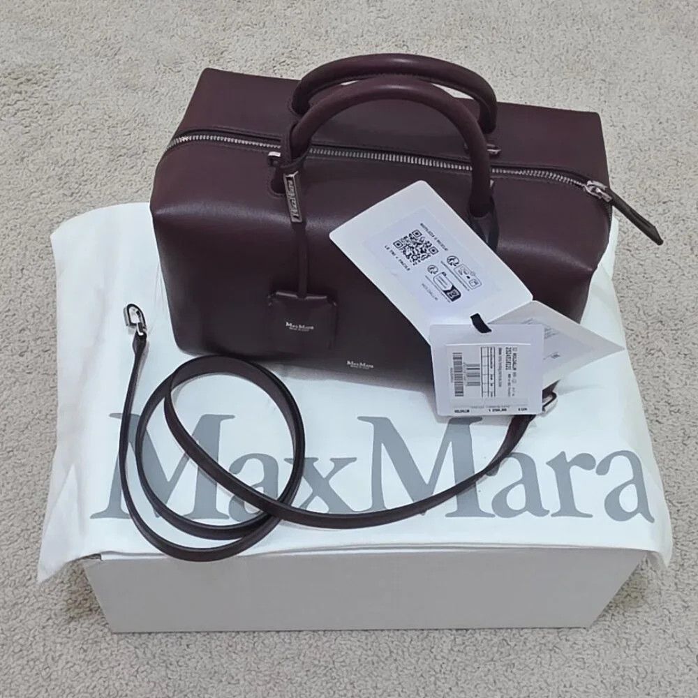 Max Mara Max Mara Holdall Small Suede Bowler Bag in Bordeaux Size ONE SIZE - 1 Thumbnail