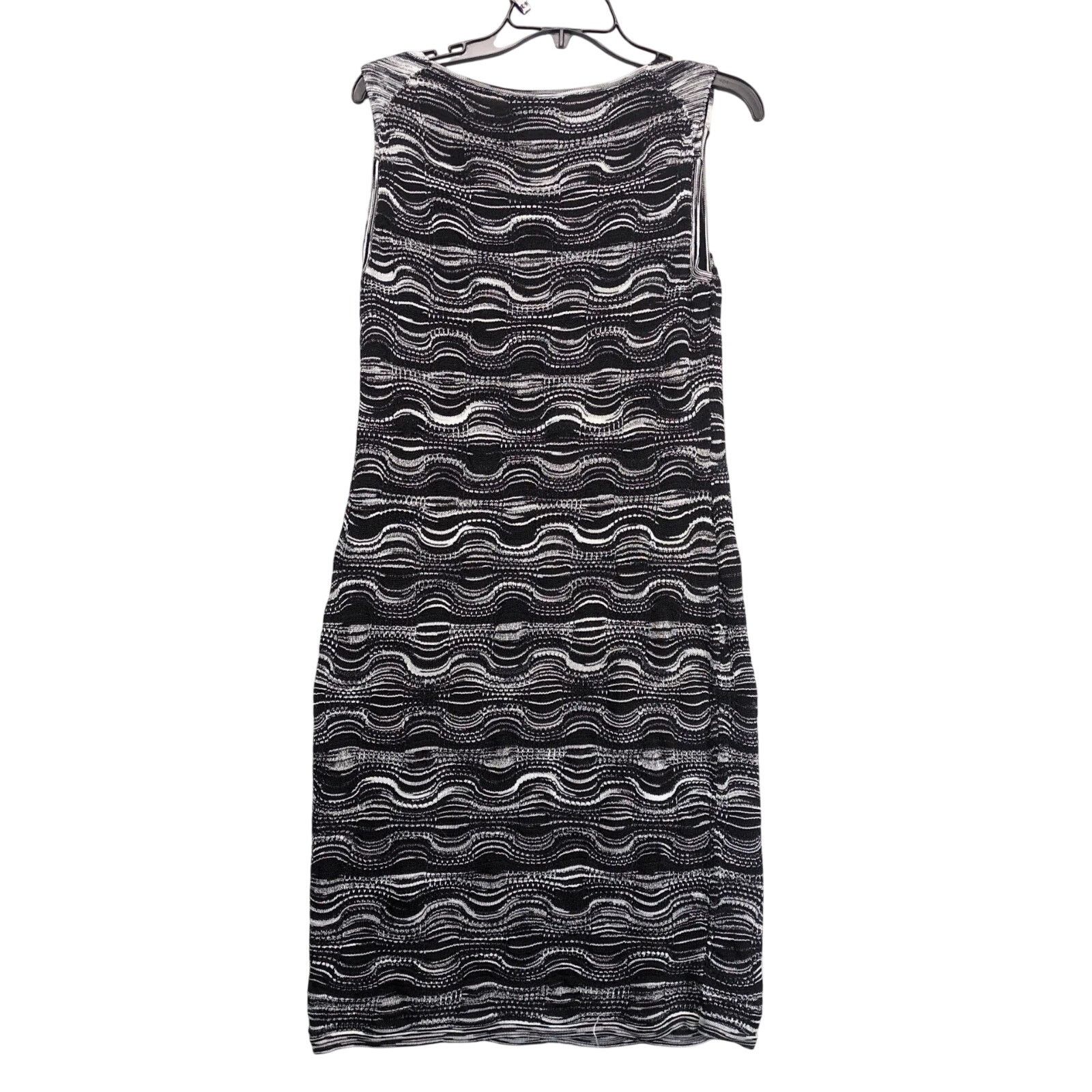Jones New York Jones New York Black White Silver Wavy Knit Cocktail Dress M Size M / US 6-8 / IT 42-44 - 2 Thumbnail