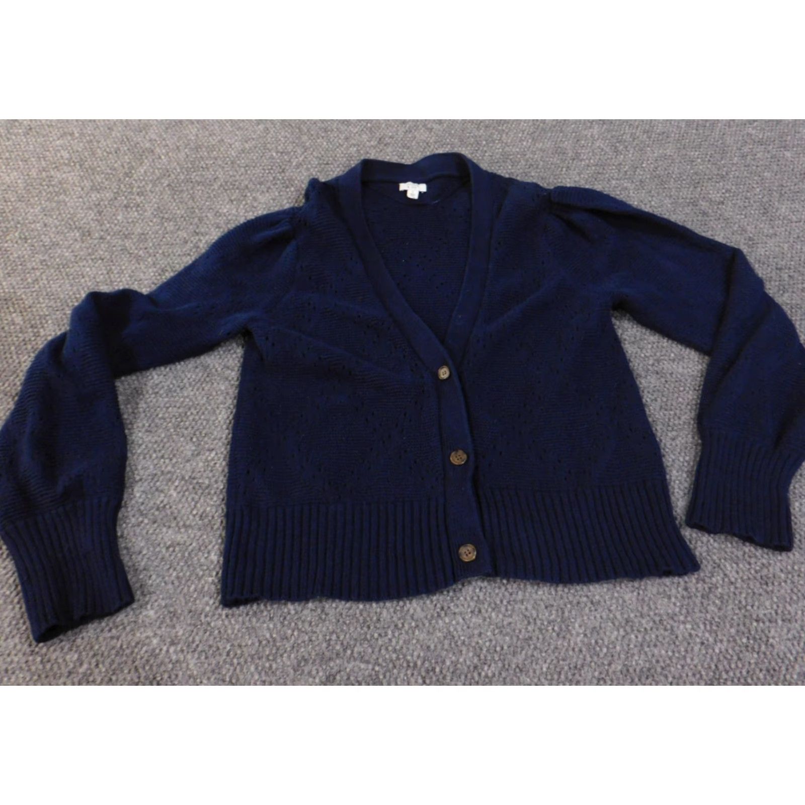 Vintage Crown & Ivy Cardigan Sweater L Blue Knit Cotton Button Up Raglan Sleeve Womens Casual Stretch Regular Size Size L / US 10 / IT 46 - 2 Thumbnail