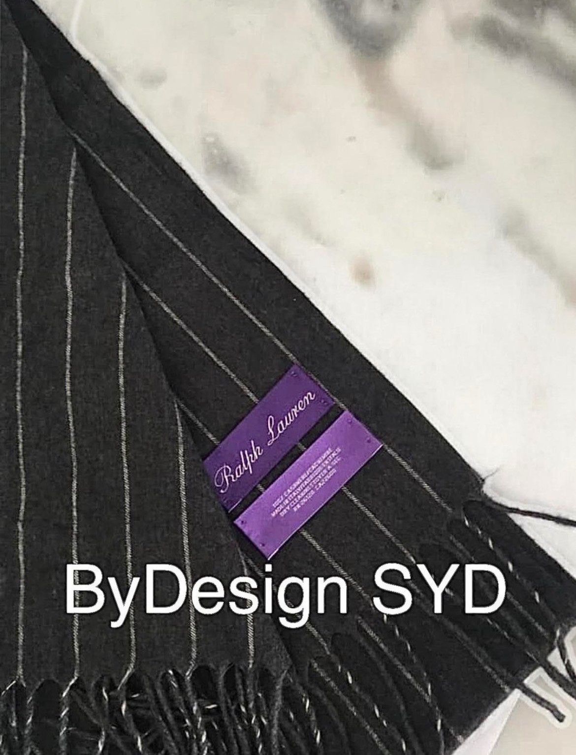 Ralph Lauren Purple Label BNWOT Ralph Lauren 100% Cashmere Pinstripe unisex scarf Size ONE SIZE - 4 Thumbnail