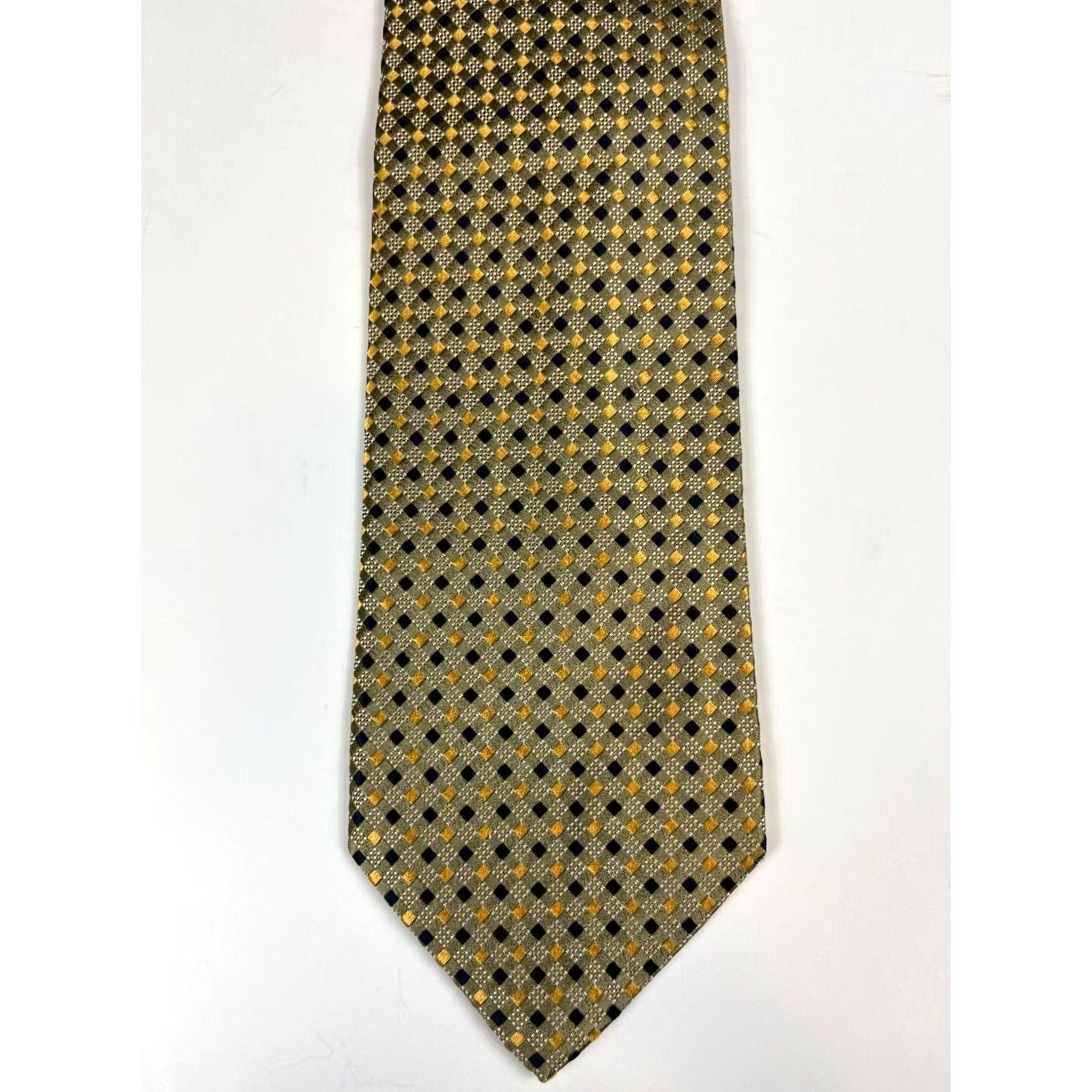 Ermenegildo Zegna VINTAGE Ermenegildo Zegna Silk Tie Geometric Men’s 58.5" Gold Width 3.75" Made in Italy Mens Size ONE SIZE - 3 Thumbnail