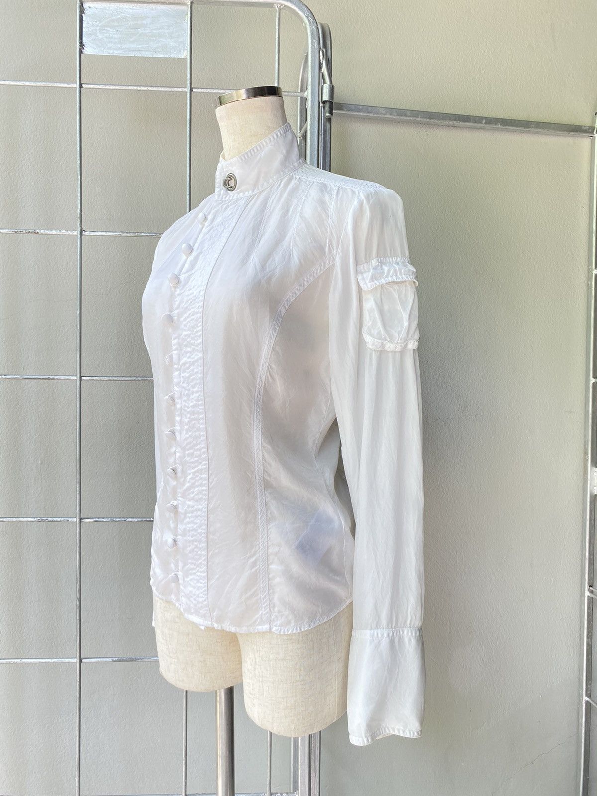 Diesel DIESEL White High-Collar Blouse Shirt Size S / US 4 / IT 40 - 10 Thumbnail