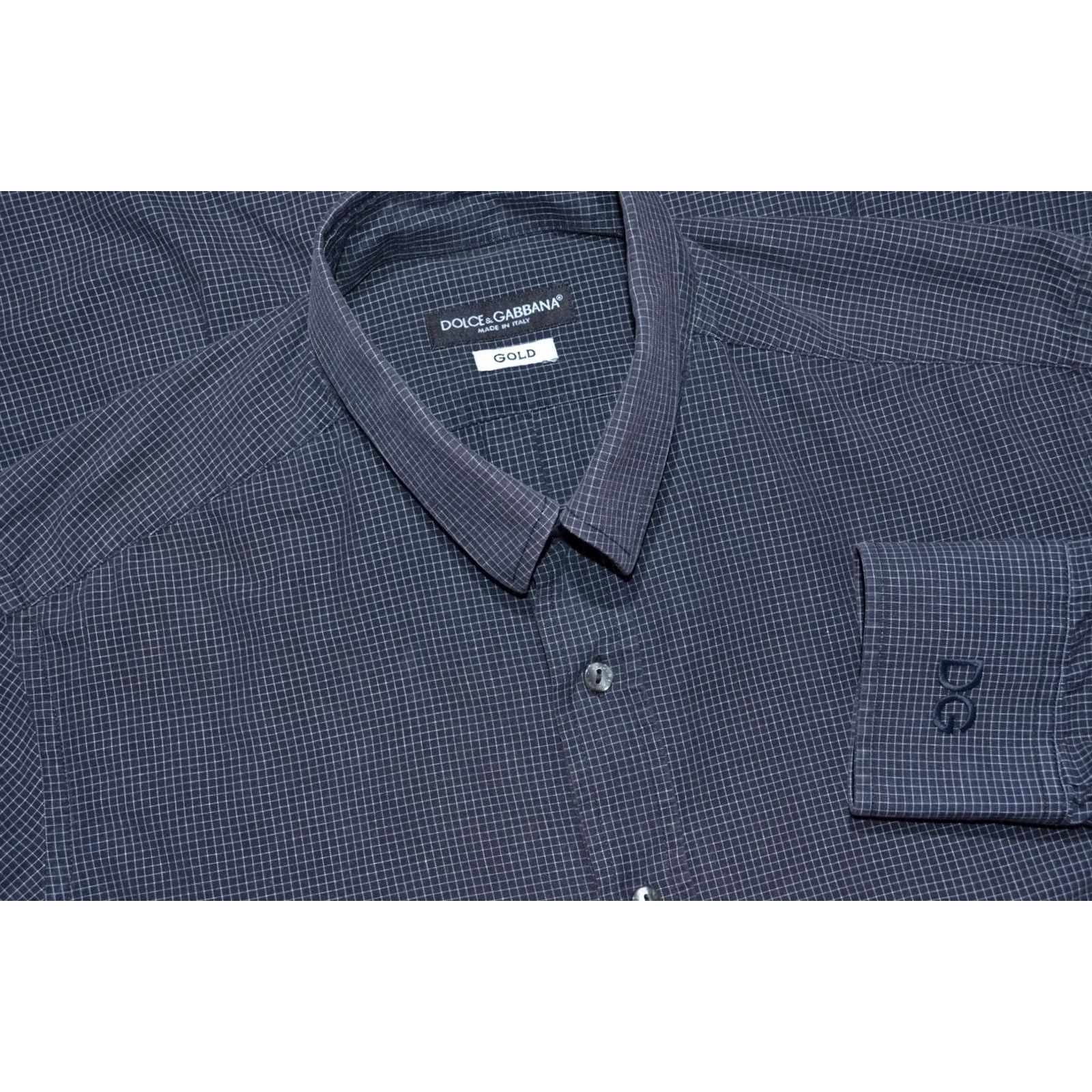 Dolce & Gabbana Dolce&Gabbana Shirt Black Gold Checked Long Sleeve Button-Up 42 Mens Slim Cotton Button-Down Collar Vintage? No Size US XL / EU 56 / 4 - 4 Thumbnail