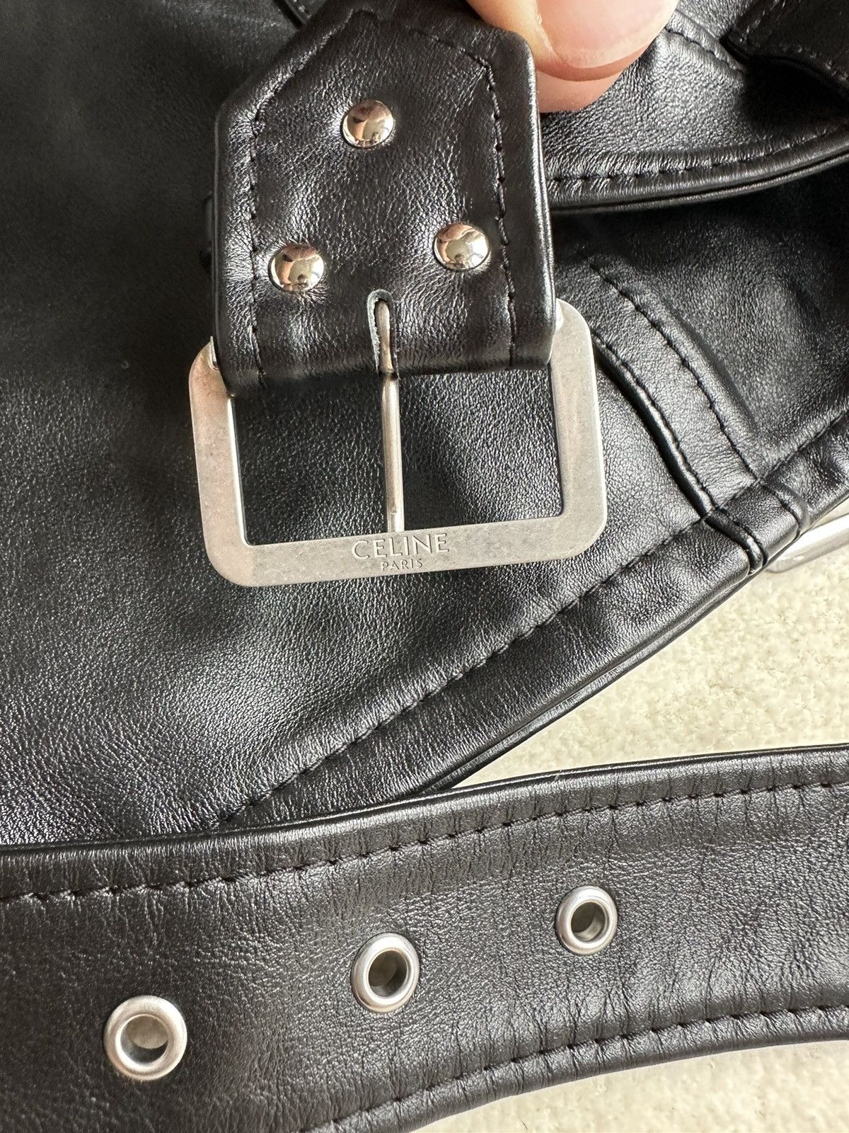 Celine SS22 $6500🤑 Celine biker D Ring leather jacket checkerboard Size US L / EU 52-54 / 3 - 25 Thumbnail