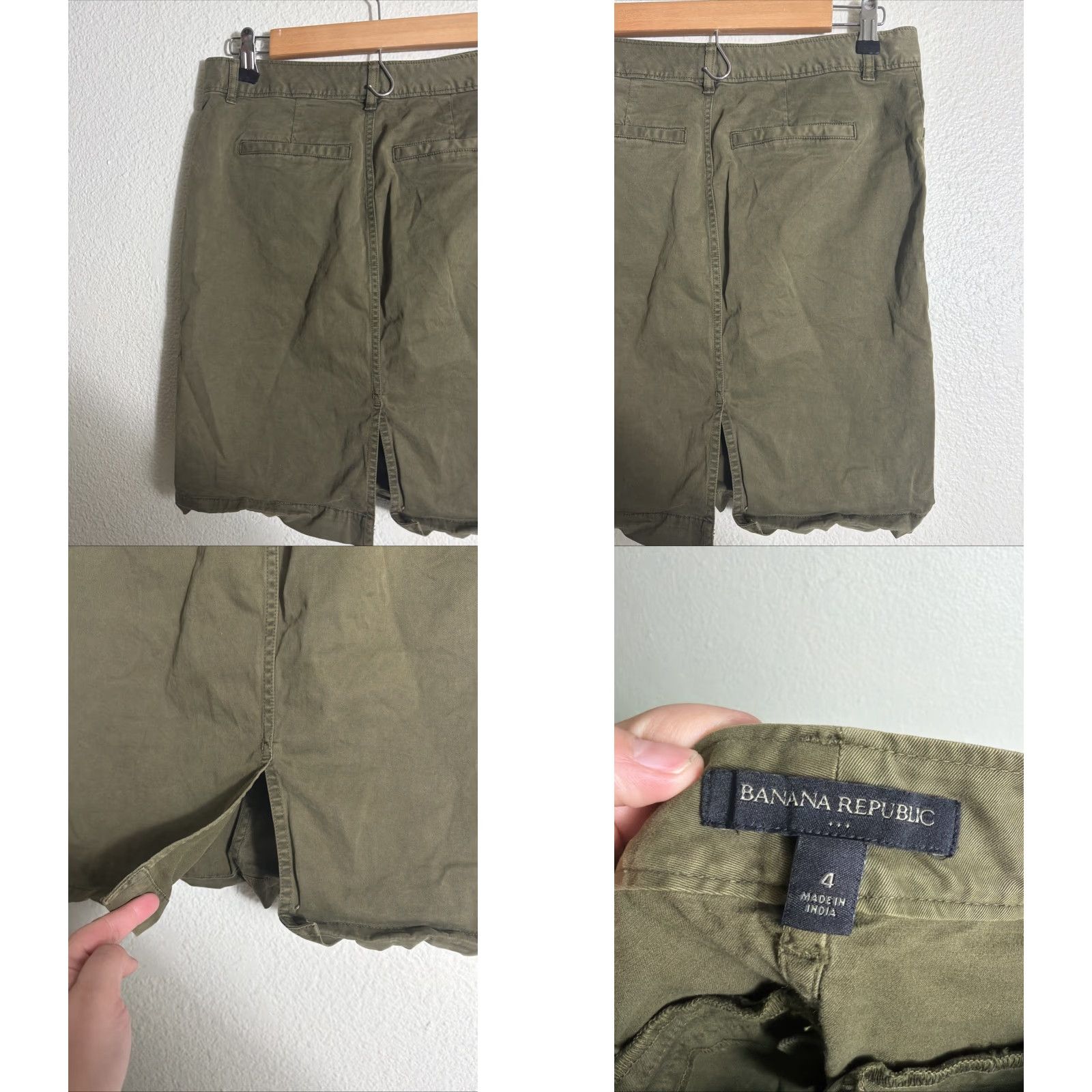 Banana Republic VINTAGE? Banana Republic Army Green Skirt Cotton 30X20 A-Line Knee Length Pockets Womens Size 4 Size 27" / US 4 / IT 40 - 8 Thumbnail