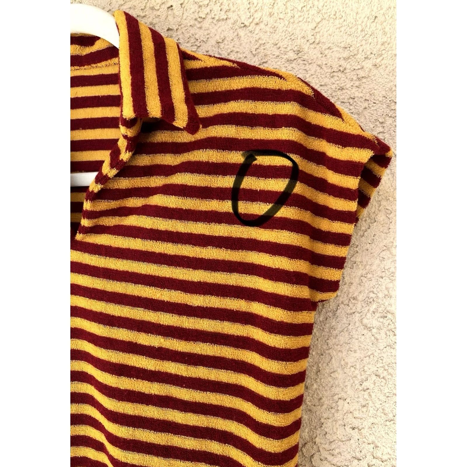 Vintage VINTAGE Shirt Golden Yellow Burgundy Striped Polo Top S/M 60s 70s Mod Size S / US 4 / IT 40 - 5 Thumbnail