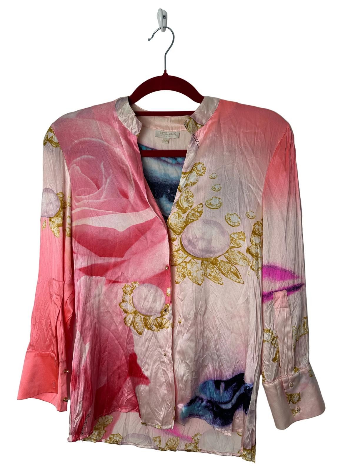 Roberto Cavalli Roberto Cavallo S/S 2001 Liz Taylor Eye Print Silk Shirt Size XS / US 0-2 / IT 36-38 - 3 Thumbnail