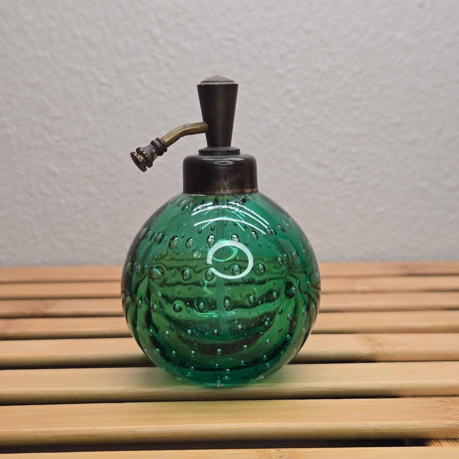 Murano Art Deco Emerald Bubble Glass Perfume Atomizer Hand Blown Size ONE SIZE - 6 Thumbnail