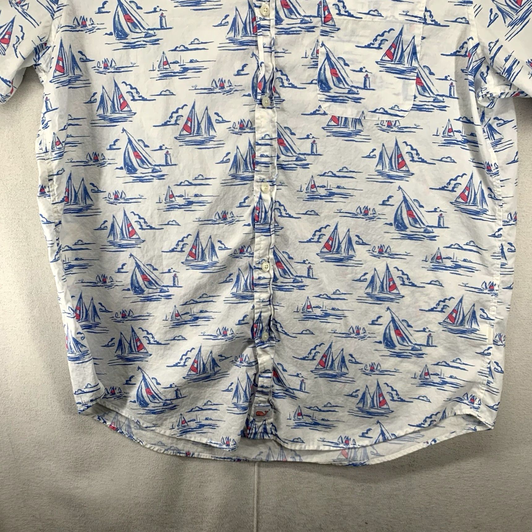 Vineyard Vines VINEYARD VINES Murray Shirt Men Short Sleeve Casual All Seasons Nautical Sailboat Print L White Size US L / EU 52-54 / 3 - 7 Thumbnail