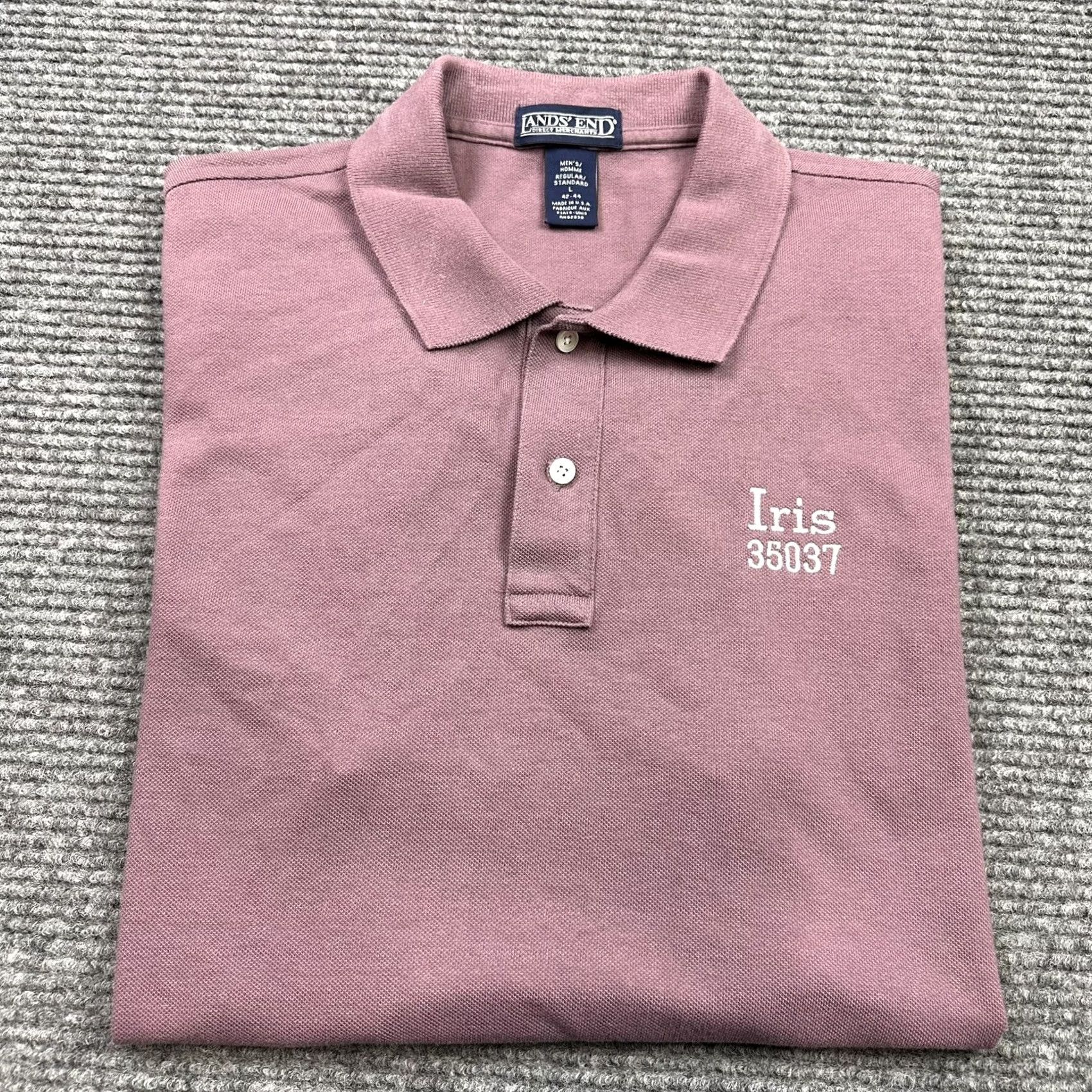 Lands' End VINTAGE Lands' End Polo Shirt Men L Short Sleeve Embroidered Logo Made In USA 90s Golf IRIS Size US L / EU 52-54 / 3 - 7 Thumbnail