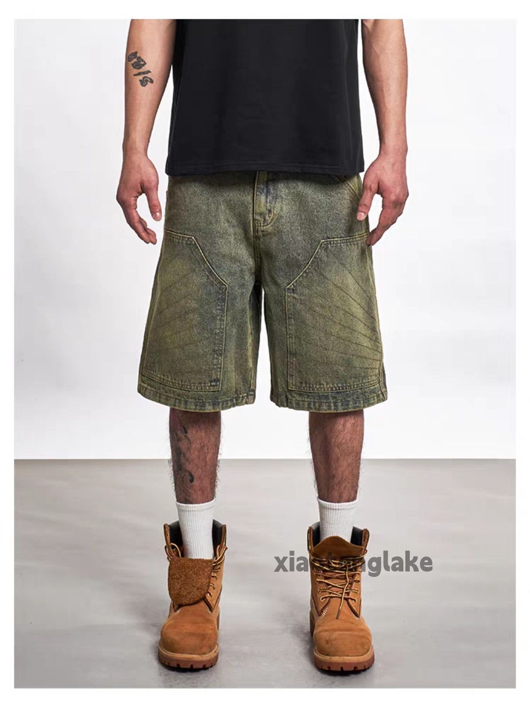 Vintage Unisex washed faded utility punk yuppie cargo shorts Size US 31 - 3 Thumbnail